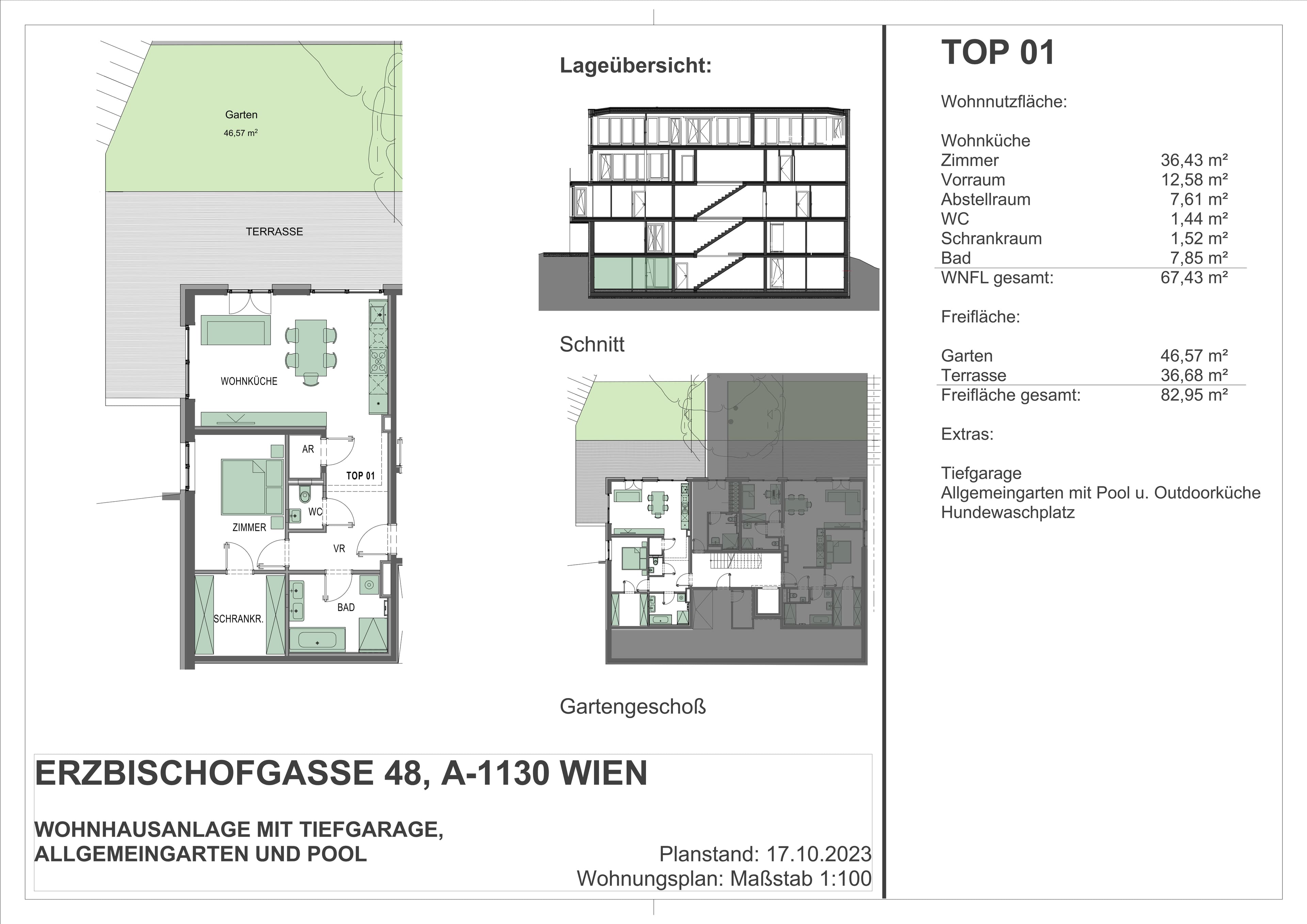 Grundriss 01 — Erzbischofgasse 48 (BeLeaf) — 2 Zimmer — 67,4 m² — Ground floor