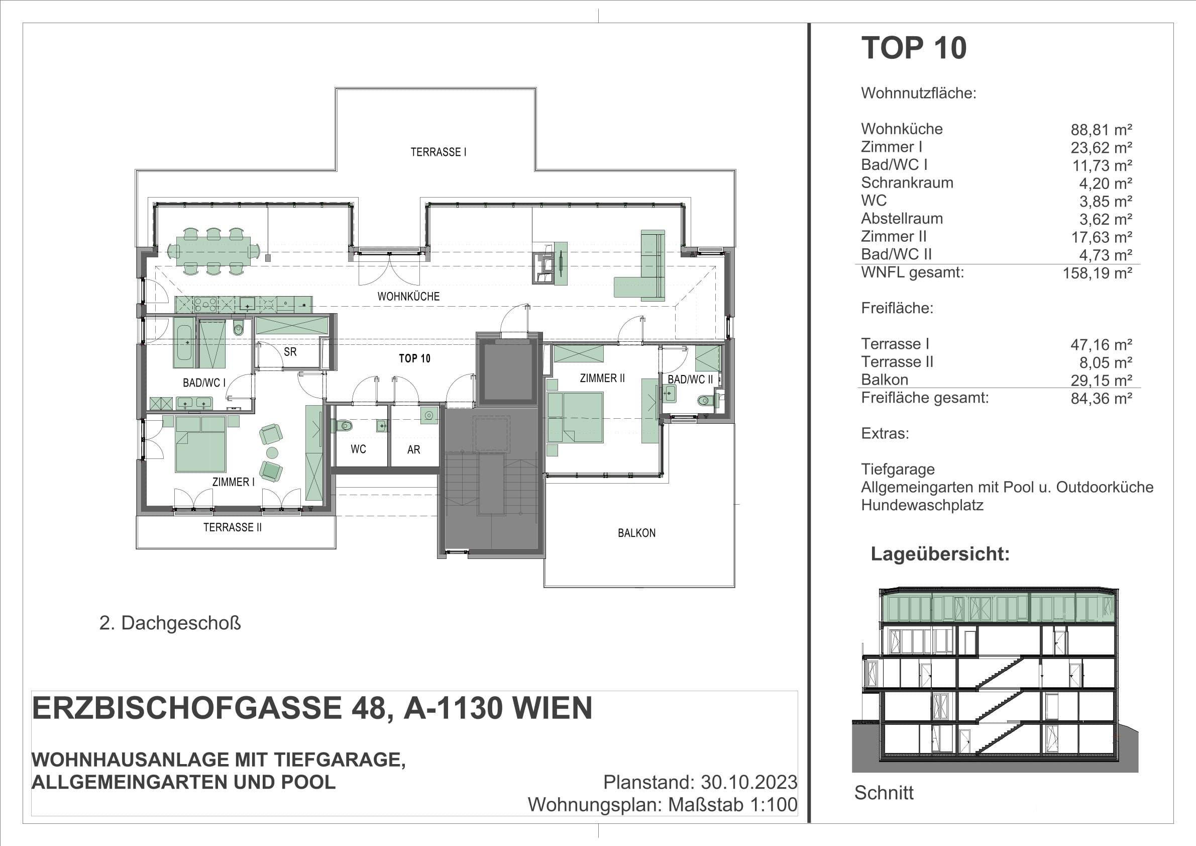Grundriss 10 — Erzbischofgasse 48 (BeLeaf) — 3 Zimmer — 159,2 m² — 2nd attic floor