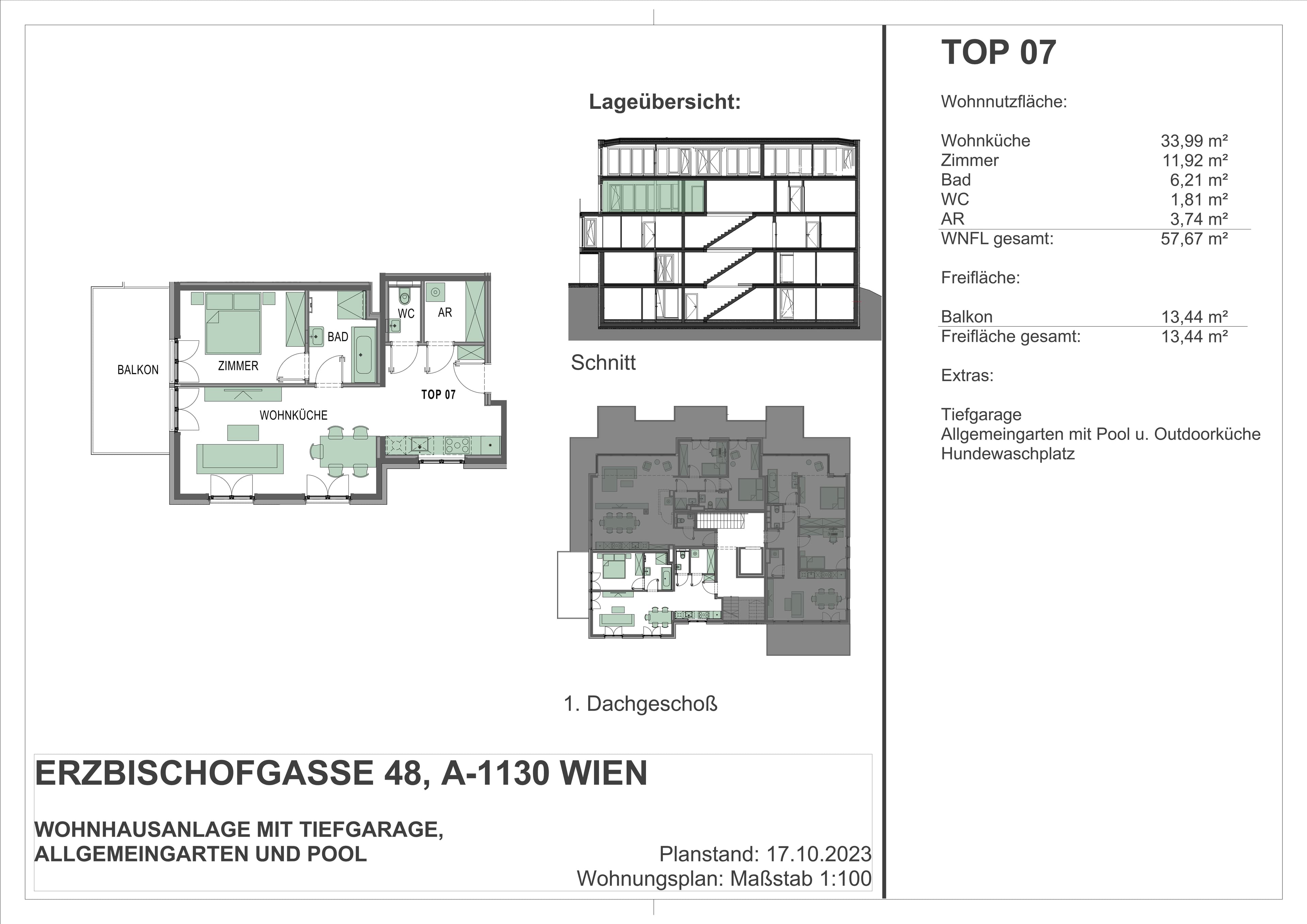 Grundriss 07 — Erzbischofgasse 48 (BeLeaf) — 2 Zimmer — 57,7 m² — 1st attic floor