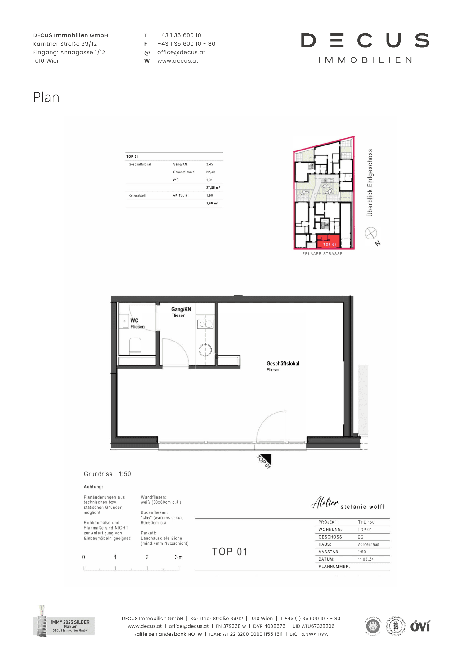 Grundriss Top 01 (EG) — ES 150 — 1 Zimmer — 28,9 m² — Ground floor