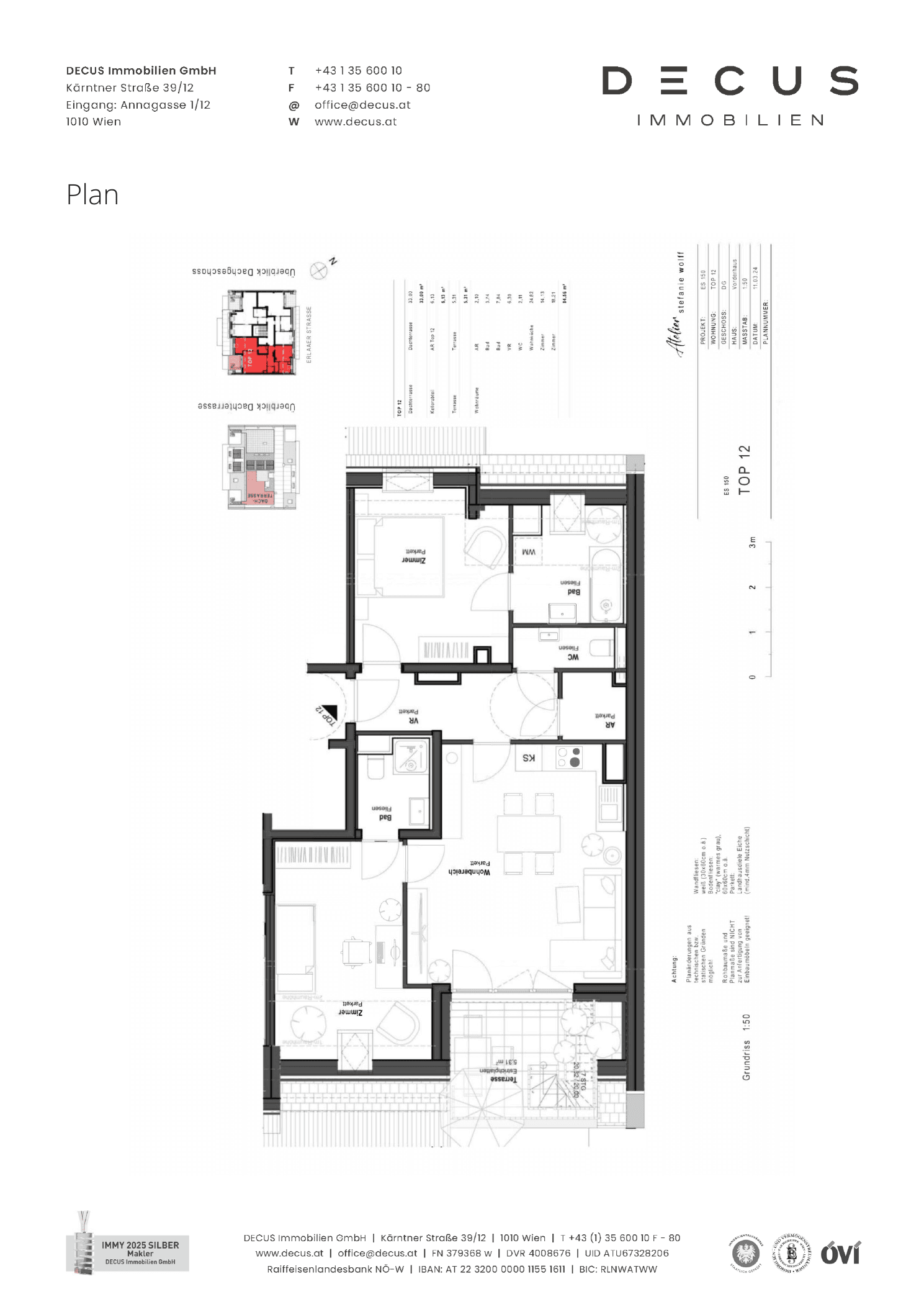 Grundriss Top 12 (1. DG) — ES 150 — 3 Zimmer — 79,3 m² — 1st attic floor