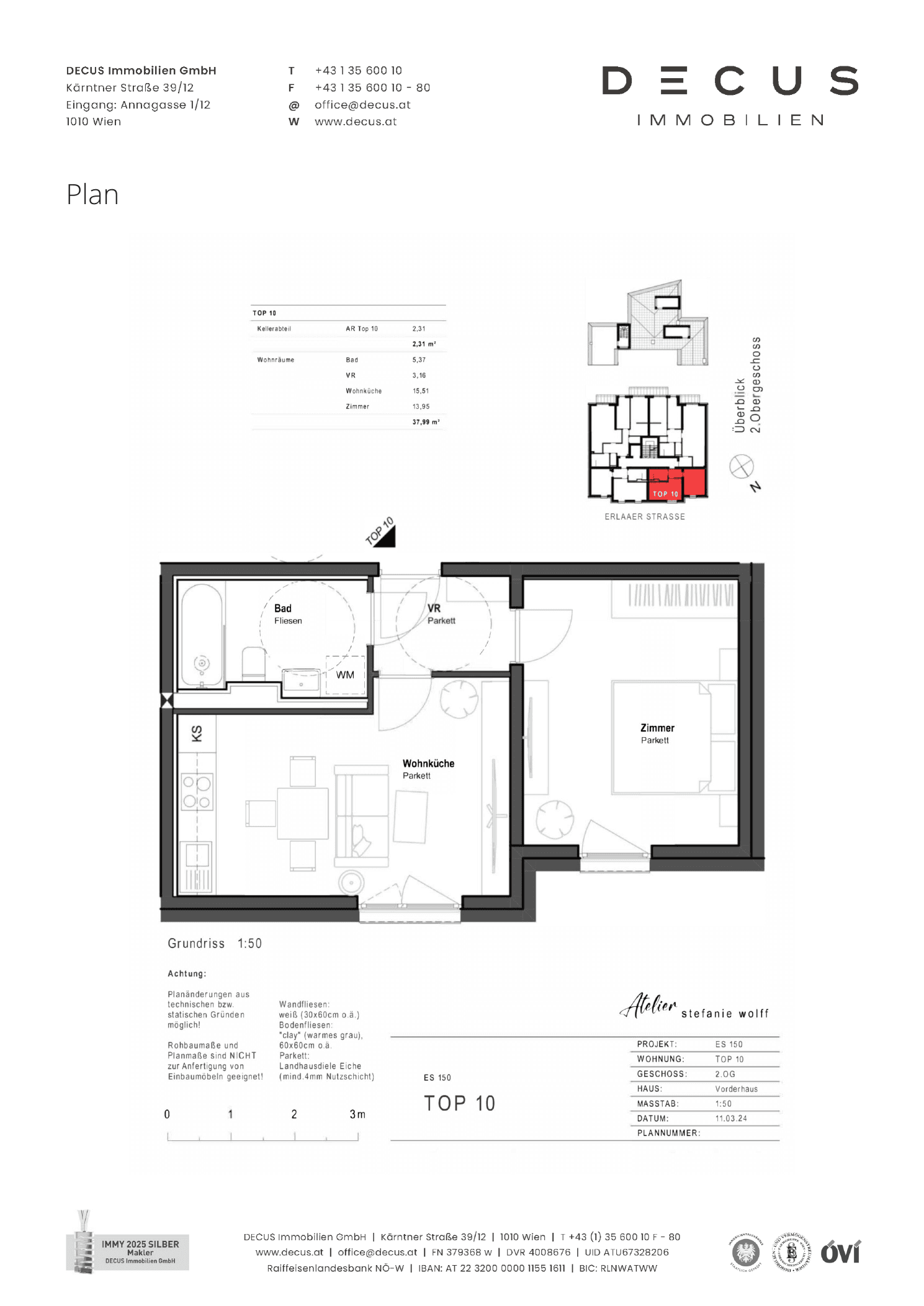 Grundriss Top 10 (2. Etage) — ES 150 — 2 Zimmer — 38 m² — 2nd floor