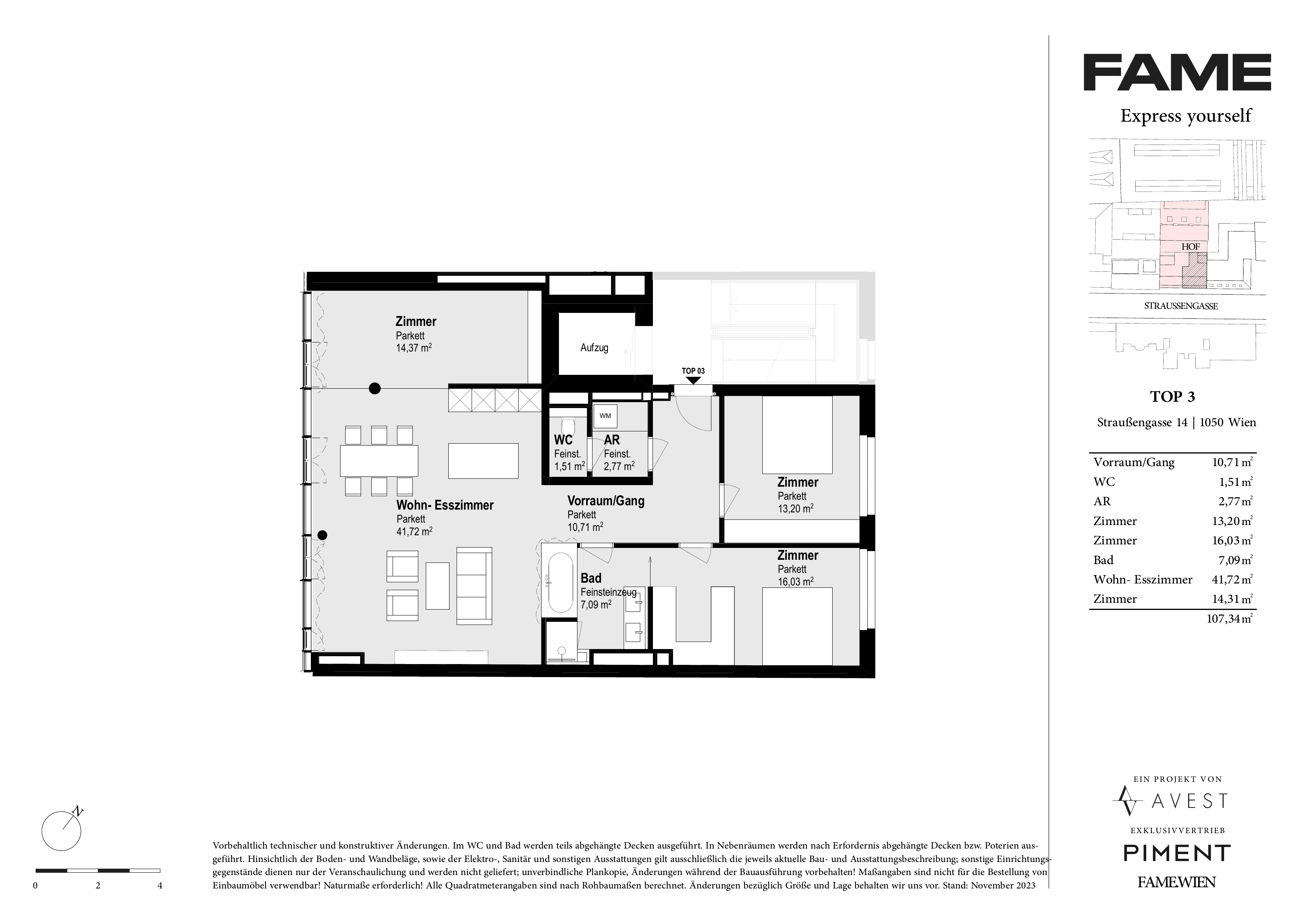 Grundriss 3 — Fame — 107,3 m² — 1st floor — Grundriss 2/3