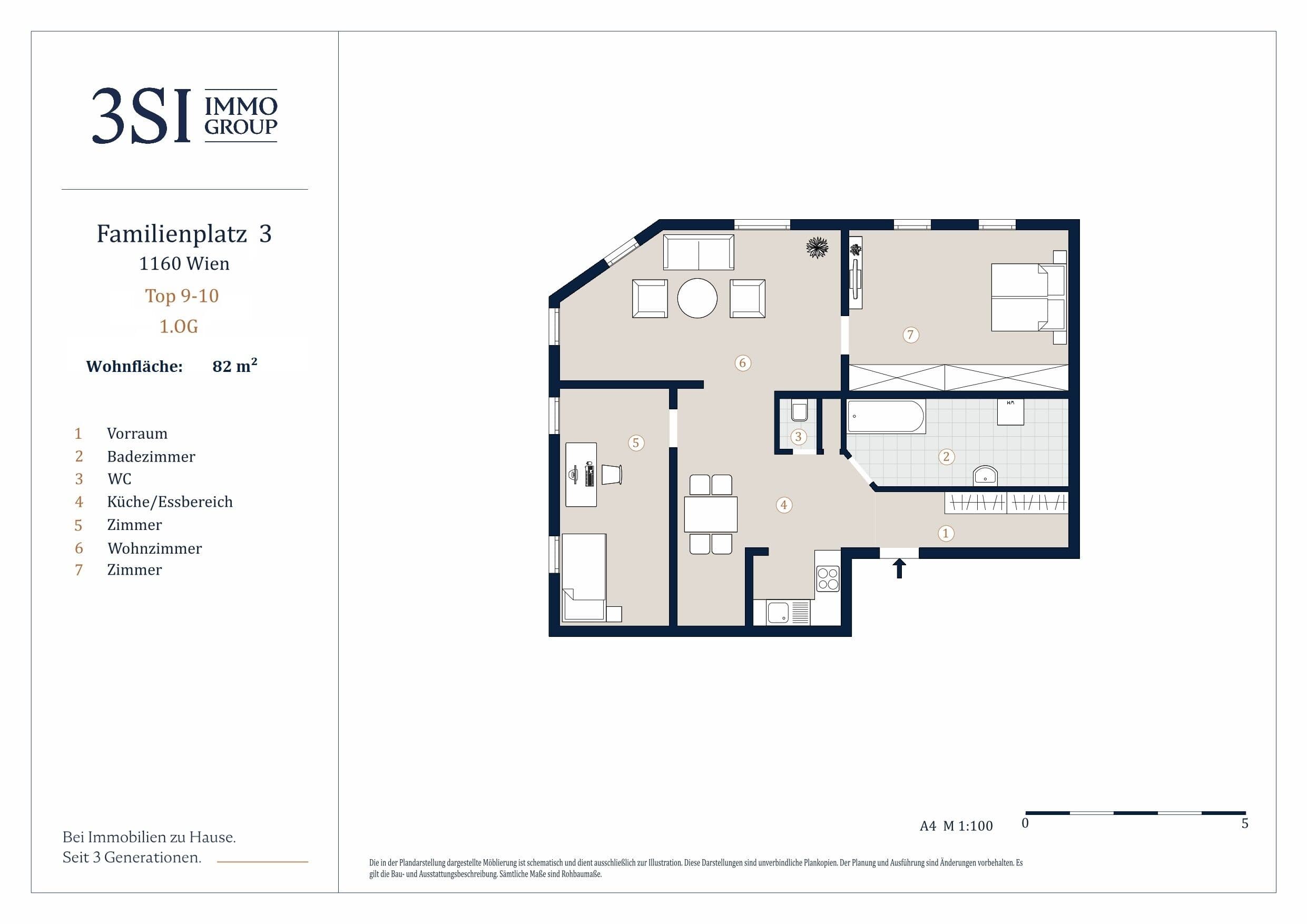 Grundriss 9-10 — Familienplatz 3 — 3.5 Zimmer — 82 m² — 1st floor