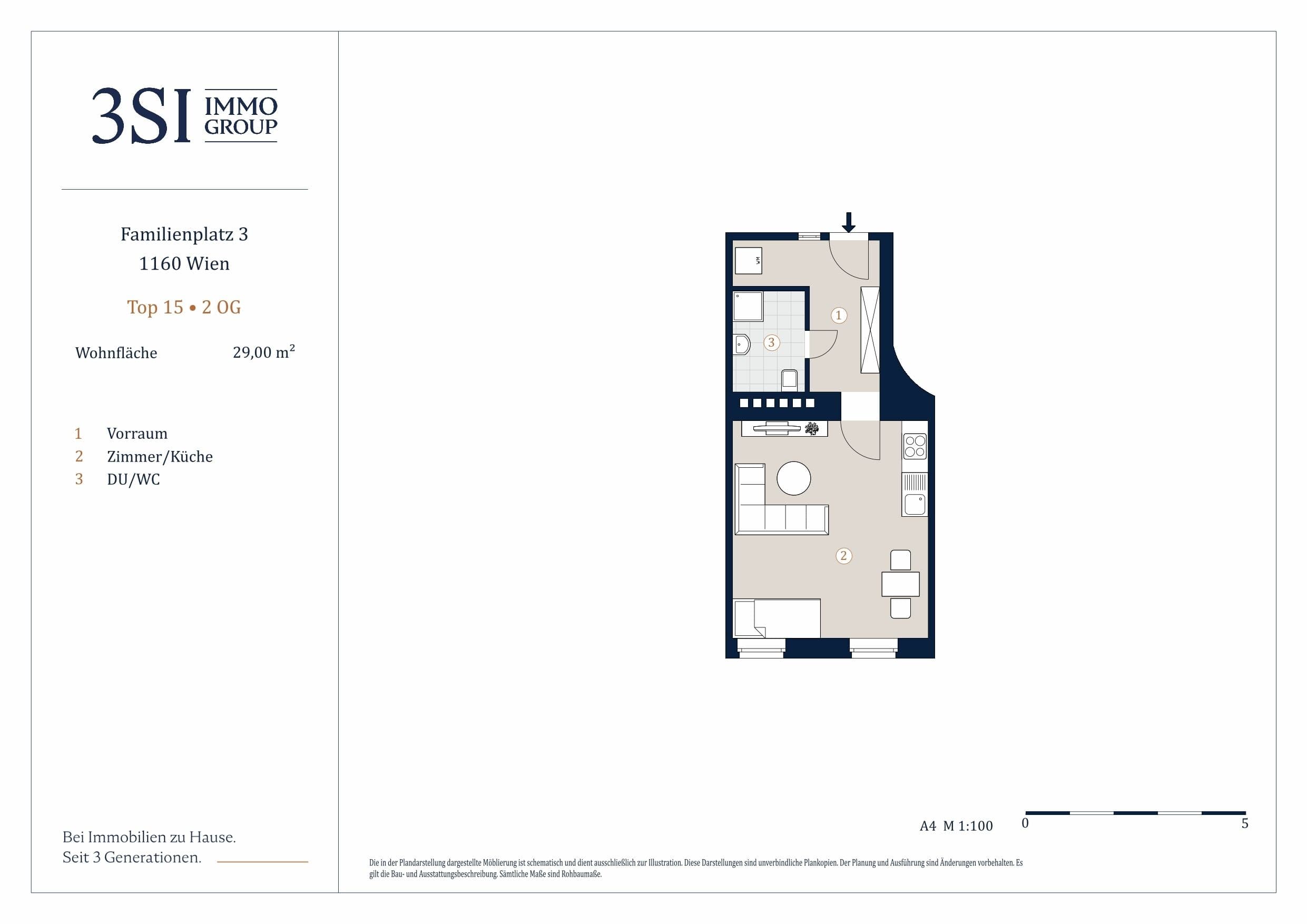 Grundriss 16 — Familienplatz 3 — 1 Zimmer — 29 m² — 2nd floor — Grundriss 2/2