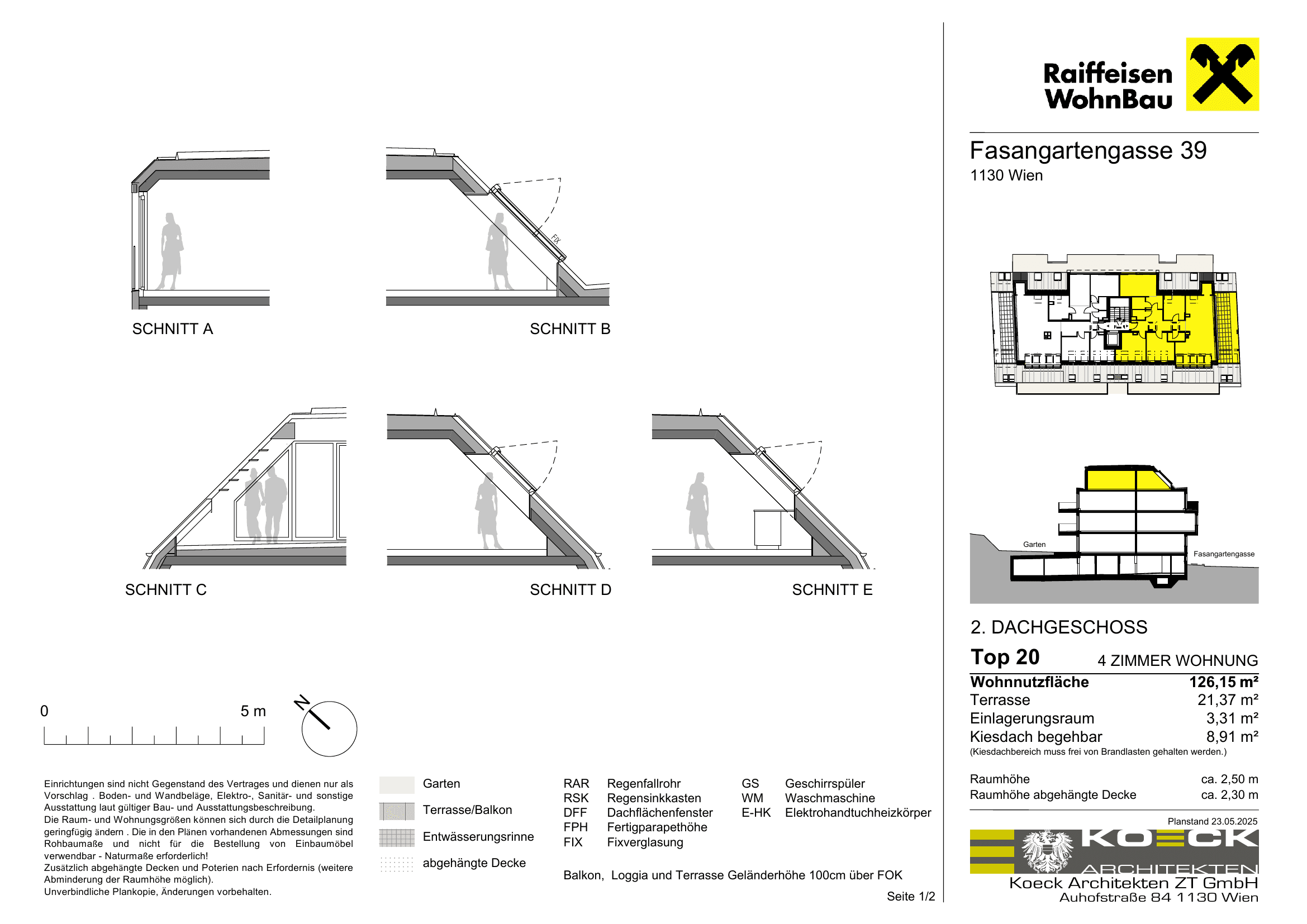 Grundriss Top 20 — Fasangartengasse 39 — 4 Zimmer — 126,6 m² — 2nd attic floor — Grundriss 2/2