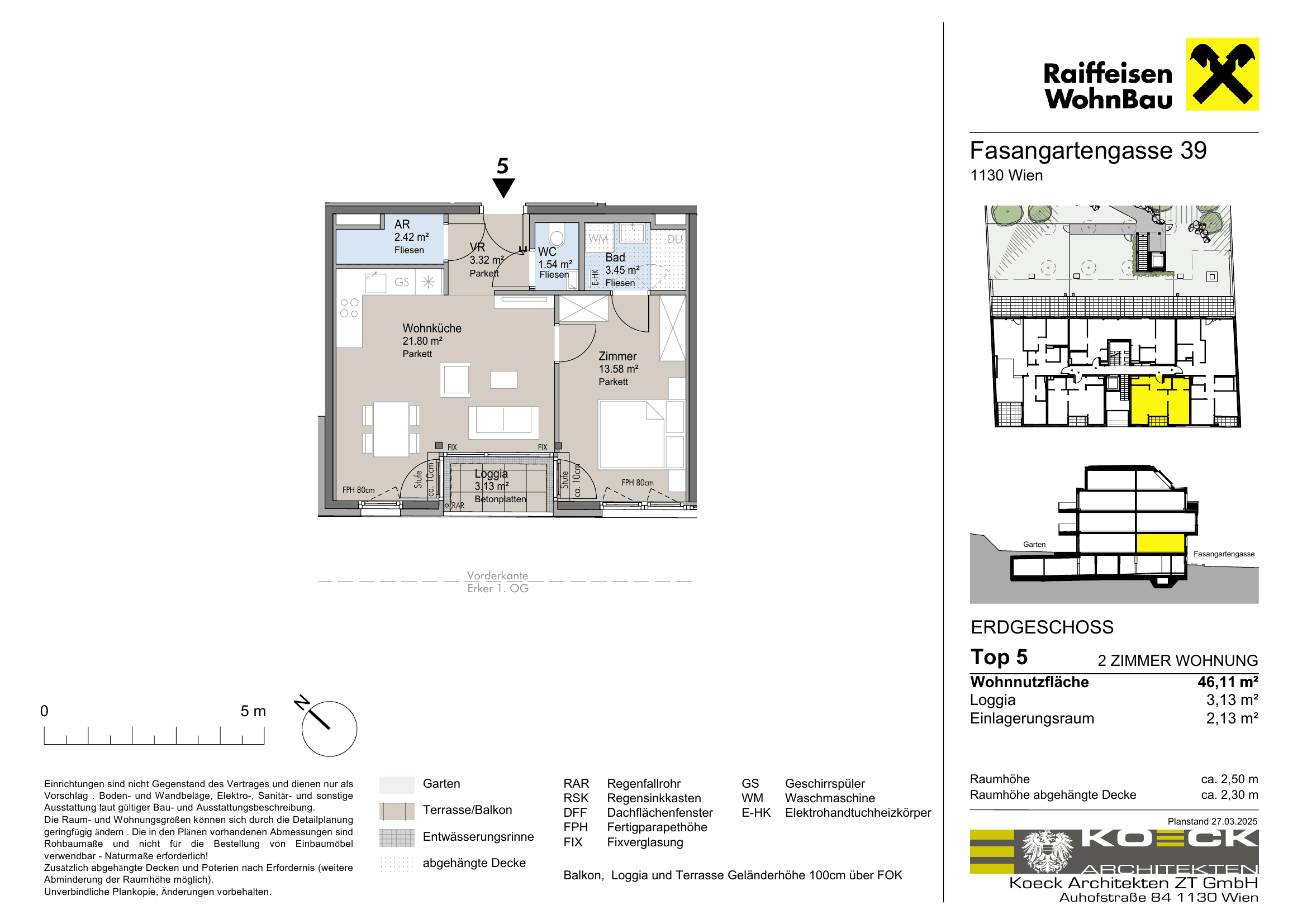 Grundriss Top 5 — Fasangartengasse 39 — 2 Zimmer — 46,1 m² — Ground floor