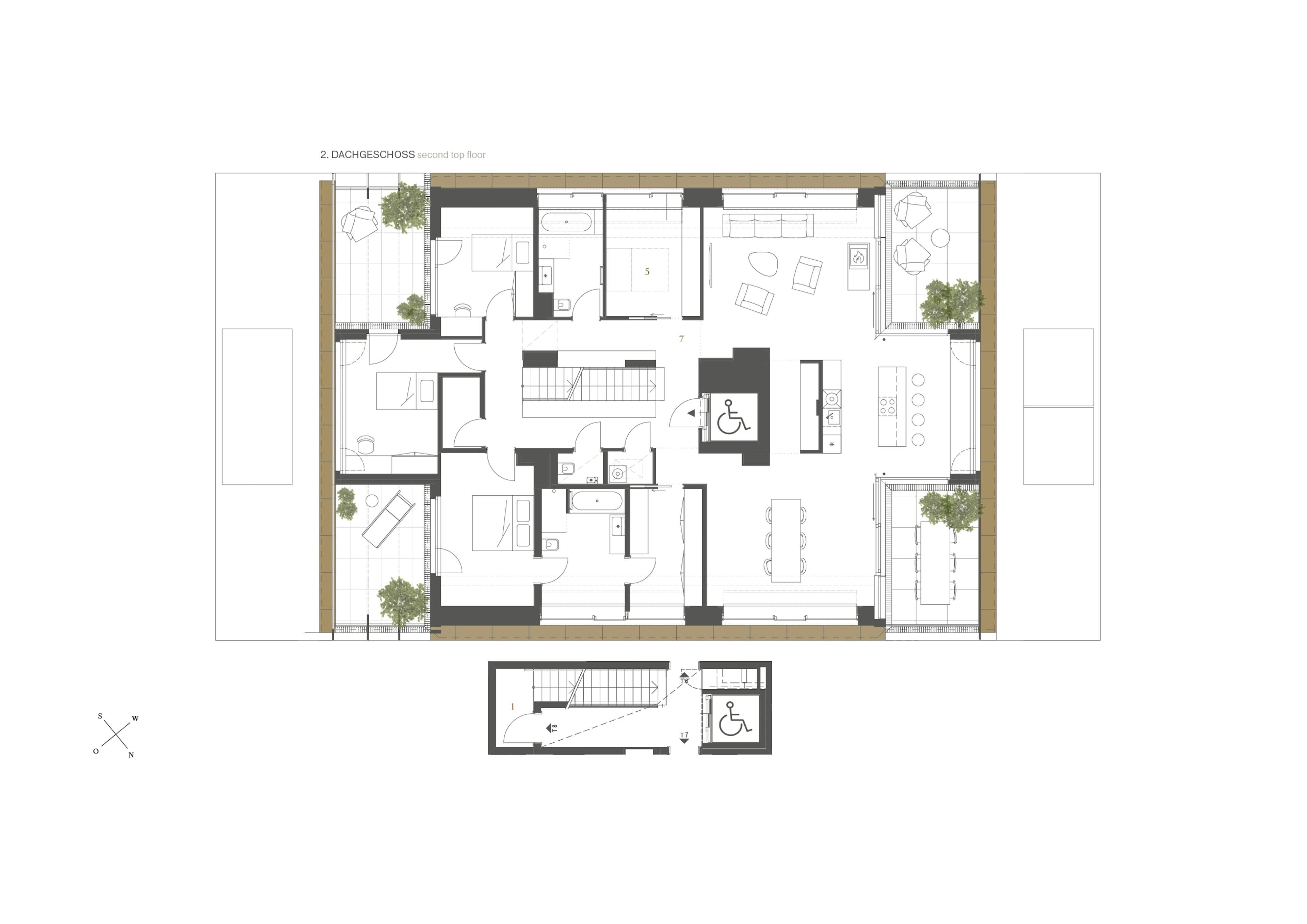 Grundriss TOP 08 — Finest — 5 Zimmer — 210,8 m² — Penthouse: Elegantes 5-Zimmer-Penthouse mit Dachterrasse und Weitblick, Crownd. Signature — Grundriss 10/11
