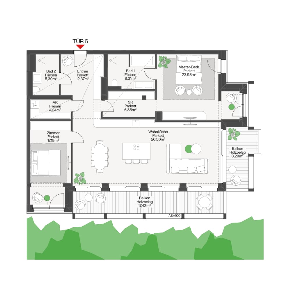 Grundriss SOLO Top 06 — Funkhaus — 3 Zimmer — 128,7 m² — 4th floor