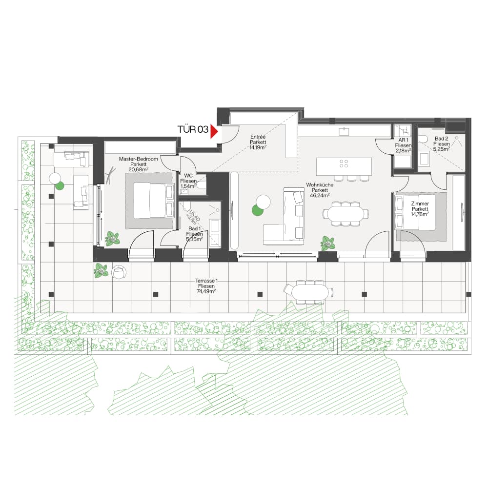 Grundriss CODA Top 03 — Funkhaus — 3 Zimmer — 110,2 m² — 4th floor