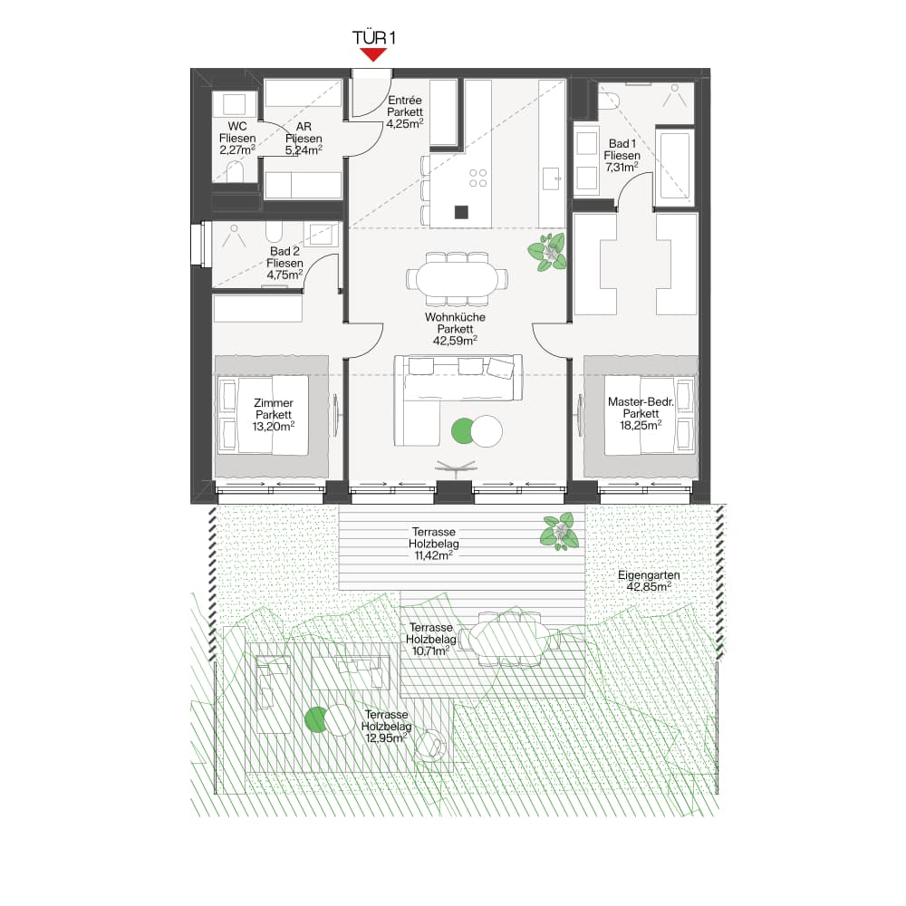 Grundriss SOLO Top 01 — Funkhaus — 3 Zimmer — 98 m² — 4th floor