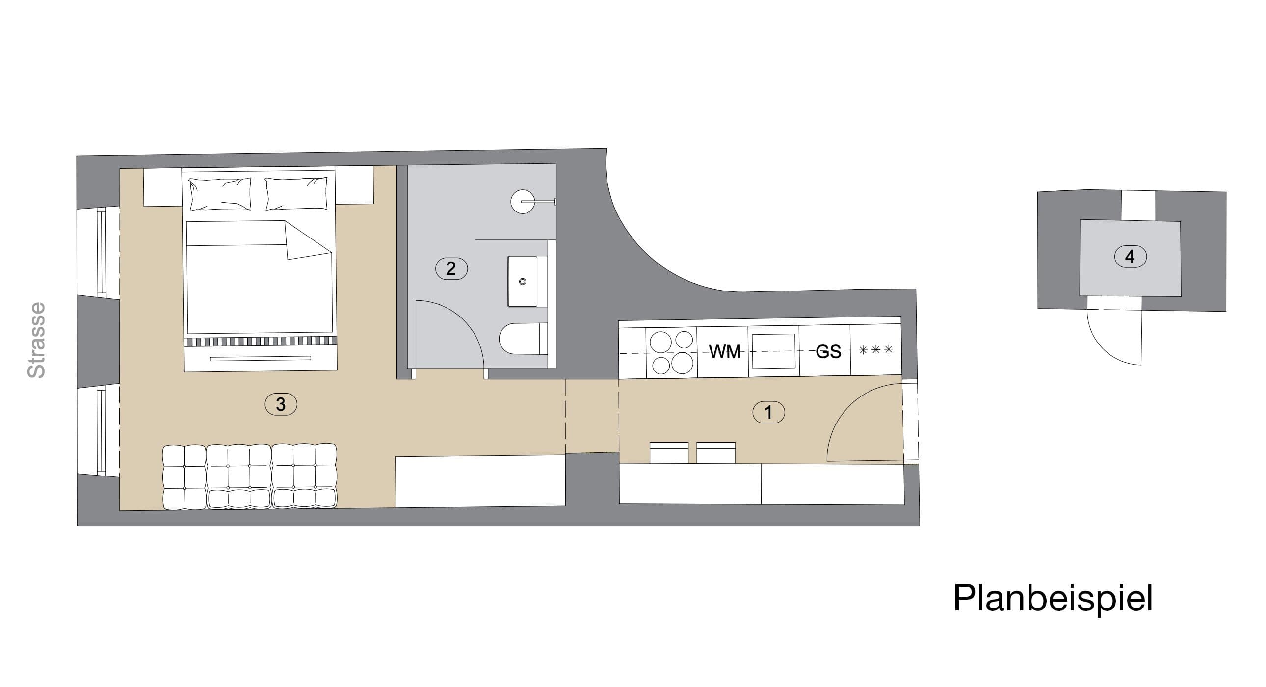 Grundriss Top 20 — Gablenzgasse 34 — 1 Zimmer — 28 m² — 3rd floor — Grundriss 1/2