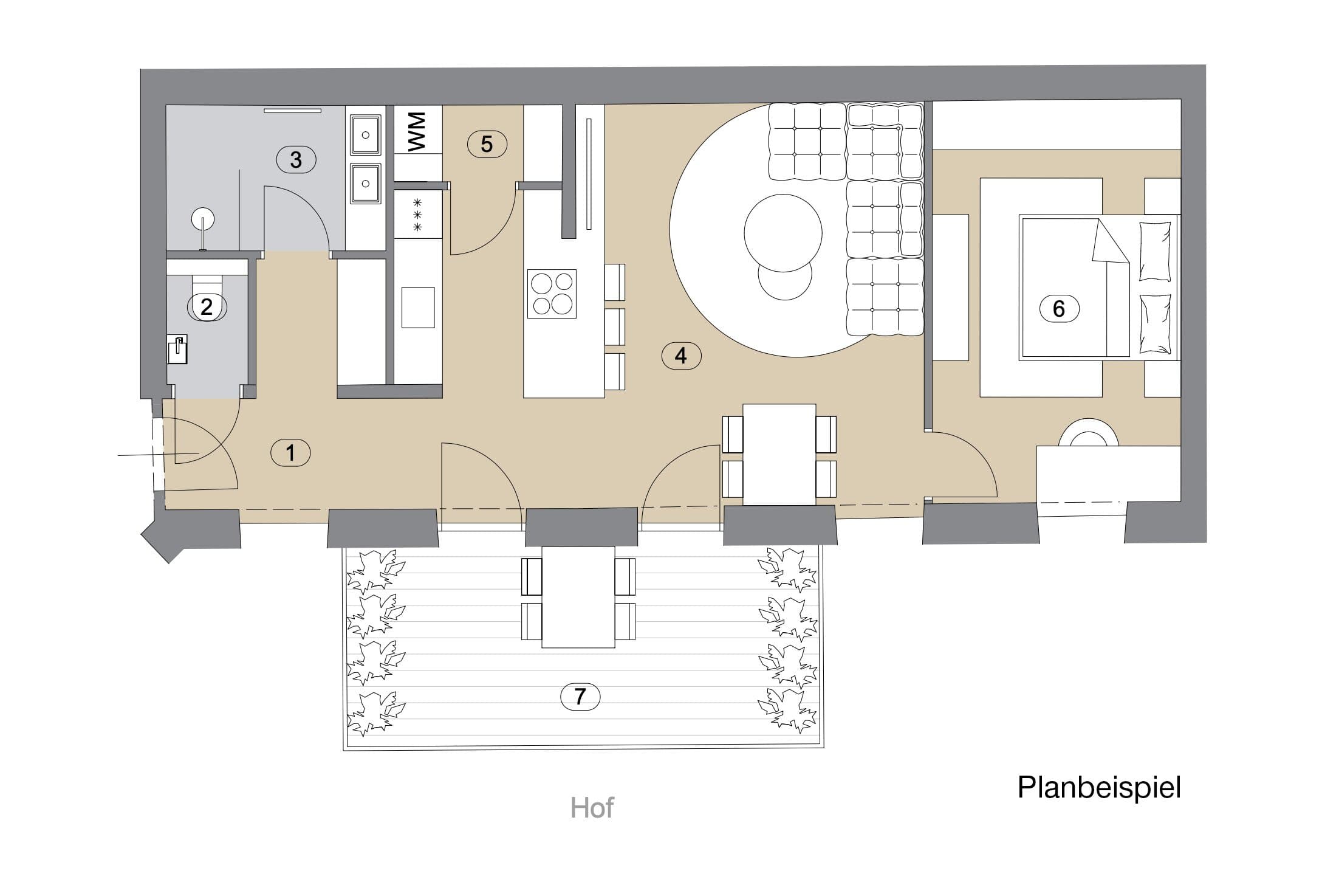 Grundriss Top 24 + 25 — Gablenzgasse 34 — 2 Zimmer — 60 m² — 3rd floor — Grundriss 2/4