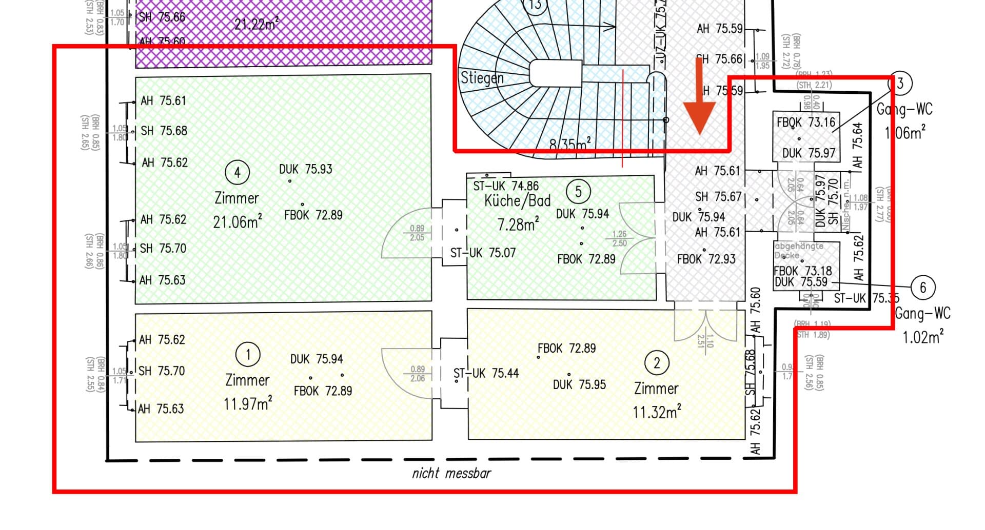 Grundriss Top 4 + 5 — Gablenzgasse 34 — 2 Zimmer — 73 m² — Ground floor — Grundriss 7/8