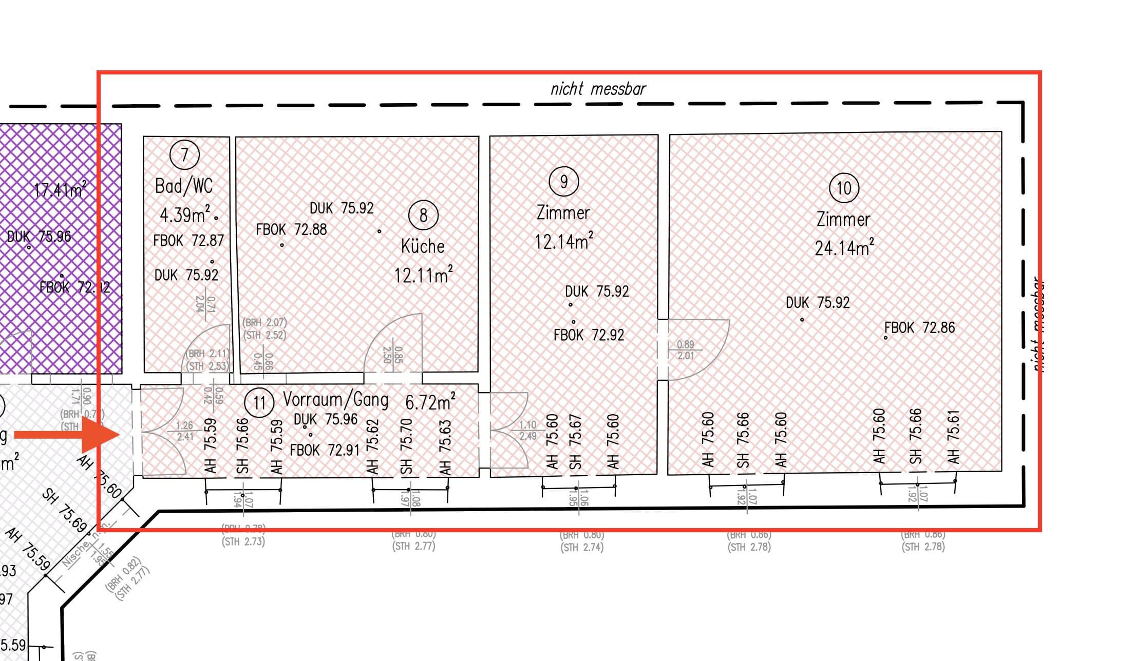 Grundriss Top 24 + 25 — Gablenzgasse 34 — 2 Zimmer — 60 m² — 3rd floor — Grundriss 1/4