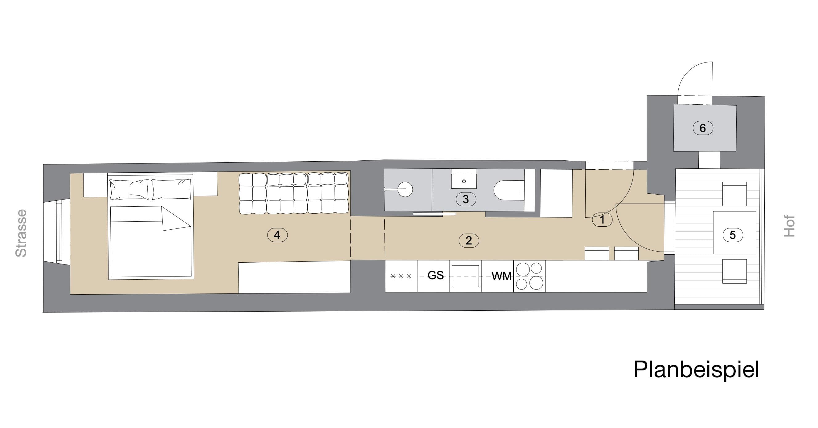 Grundriss Top 19 — Gablenzgasse 34 — 1 Zimmer — 23 m² — 3rd floor — Grundriss 2/4