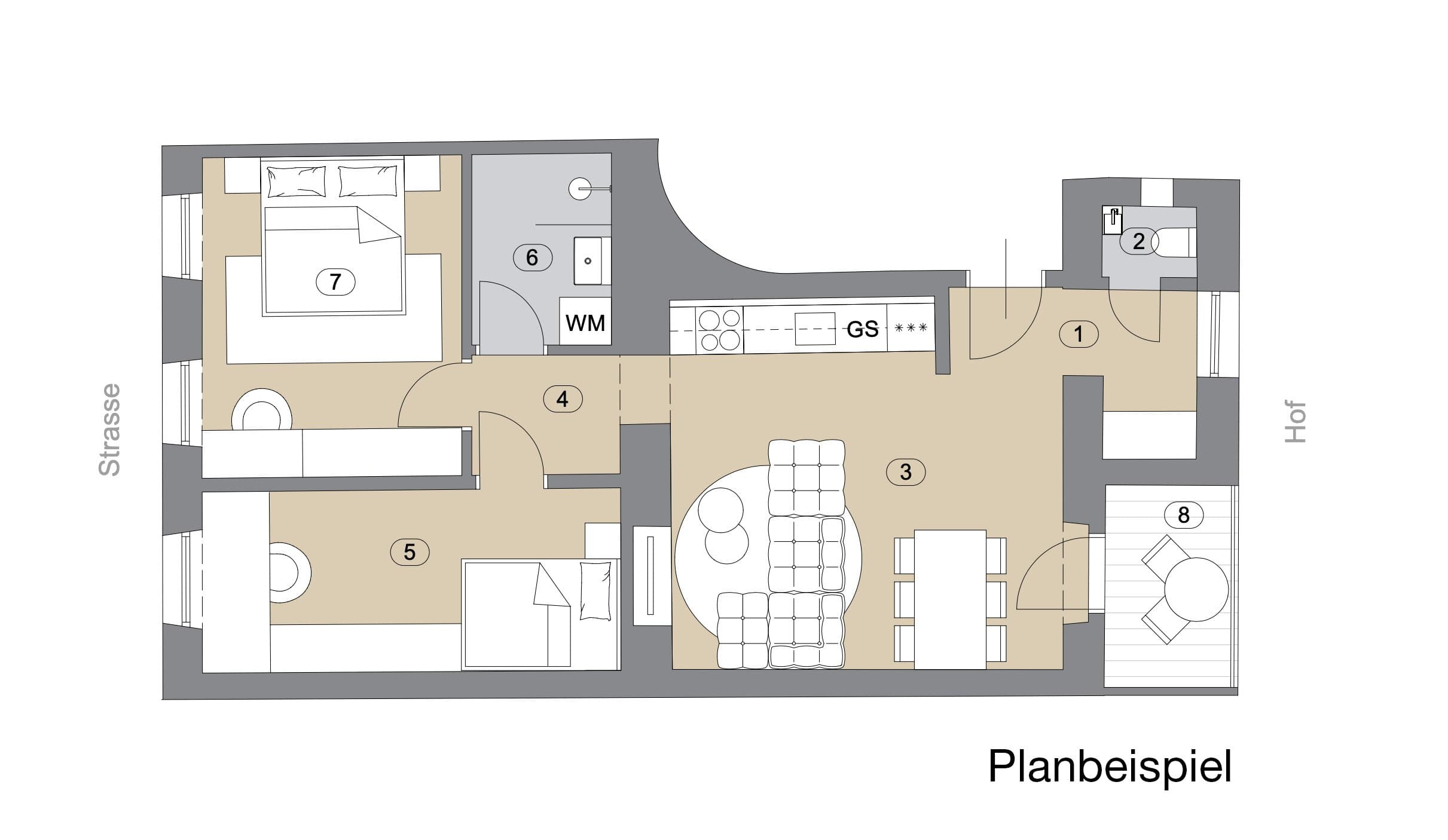 Grundriss Top 19 + 20 — Gablenzgasse 34 — 3 Zimmer — 59 m² — 3rd floor — Grundriss 1/3