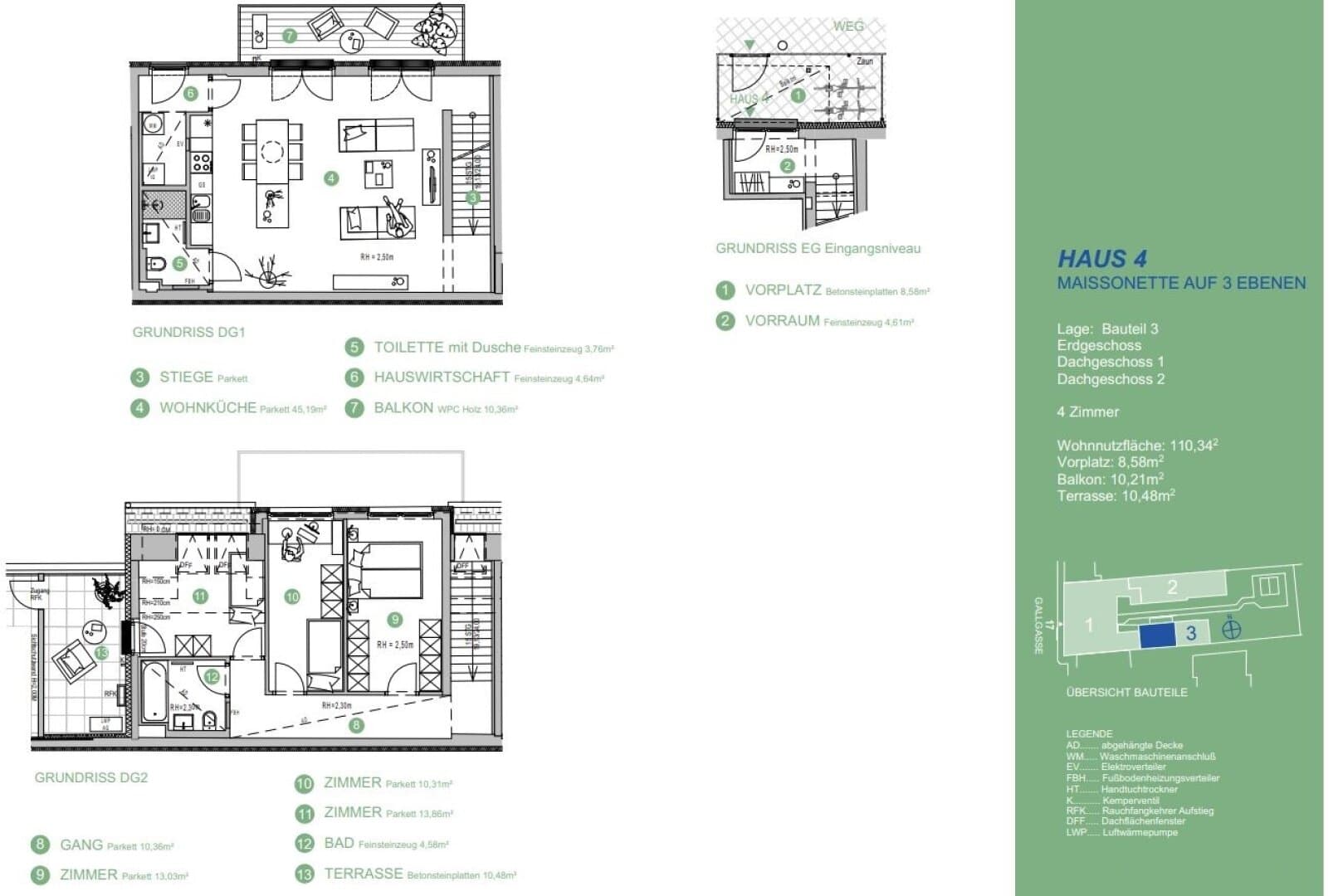 Grundriss Top H4 — Gallgasse 17 — 4 Zimmer — 110 m²