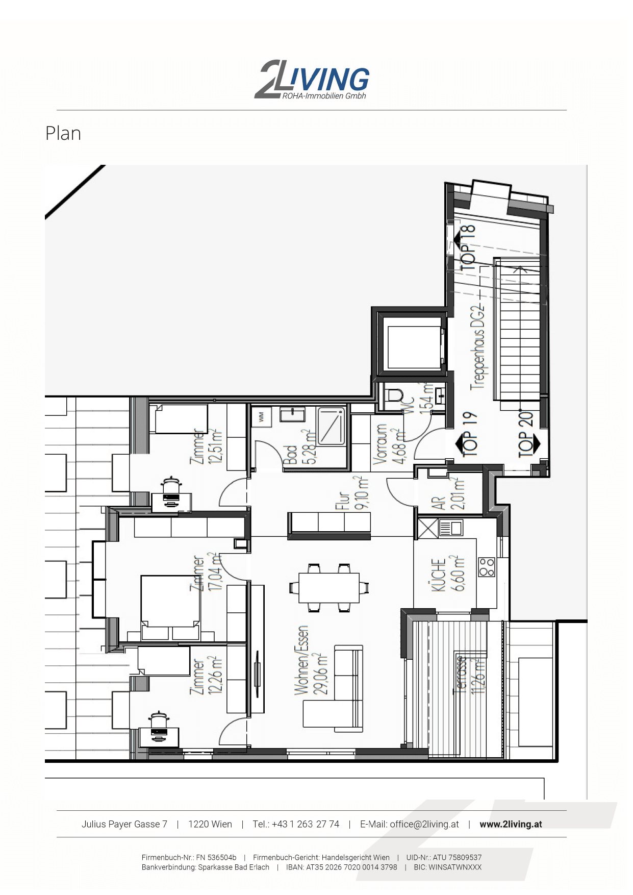 Grundriss Top 19 — Gartentraum — 4 Zimmer — 100,1 m² — Attic floor — Grünblick — Grundriss 1/2