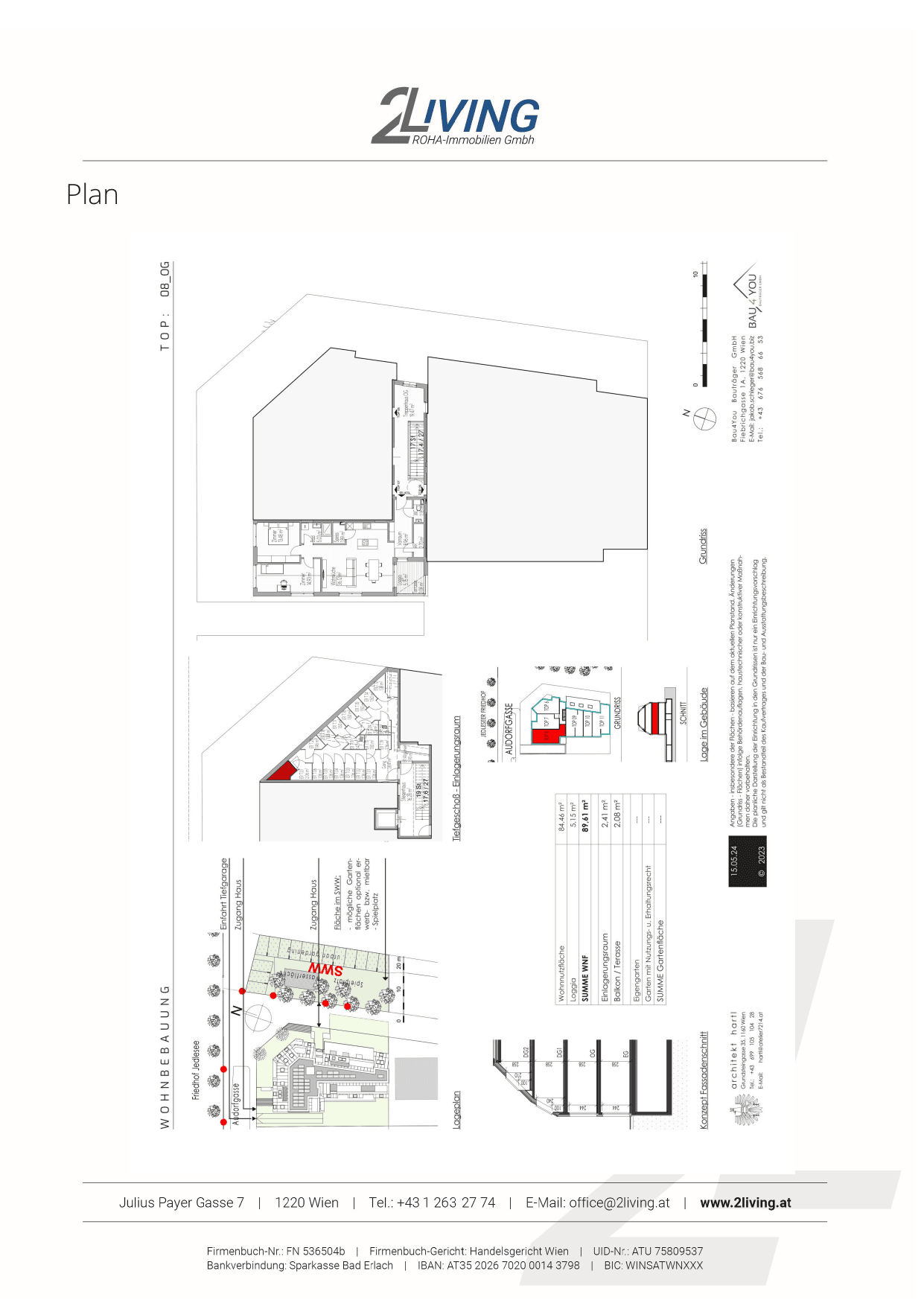 Grundriss Top 8 — Gartentraum — 3 Zimmer — 84,5 m² — 1st floor — Grünblick — Grundriss 2/2