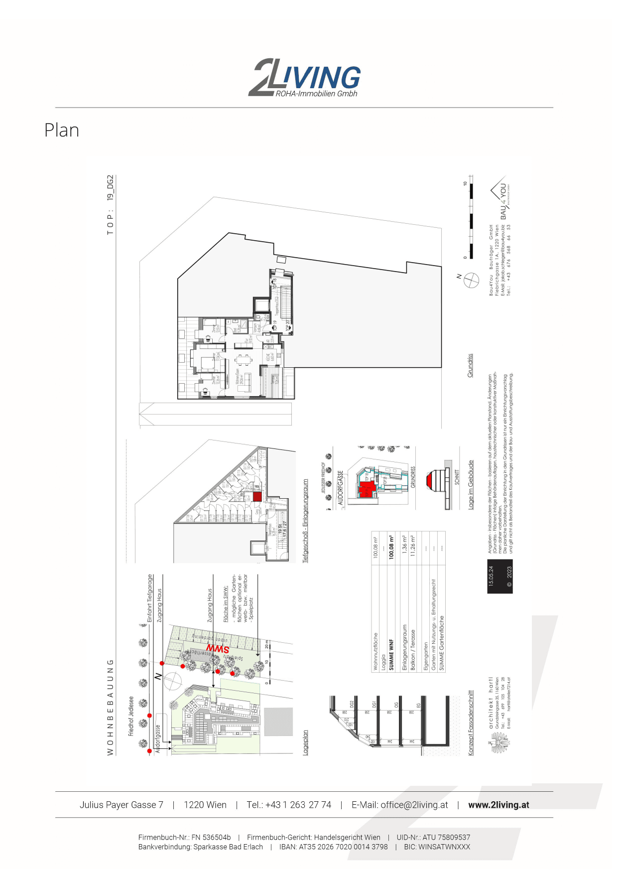 Grundriss Top 19 — Gartentraum — 4 Zimmer — 100,1 m² — Attic floor — Grünblick — Grundriss 2/2