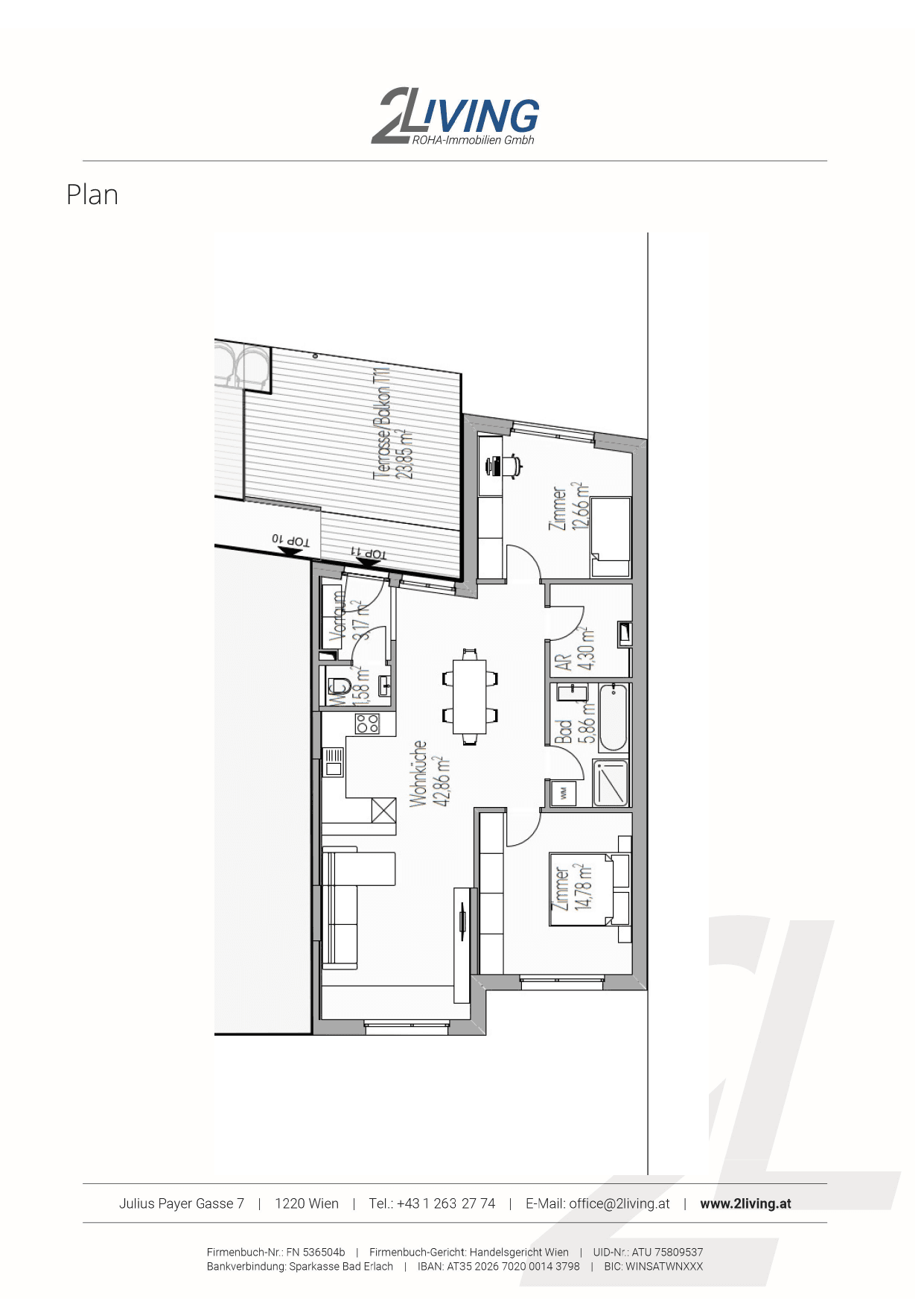 Grundriss Top 11 — Gartentraum — 3 Zimmer — 85,2 m² — 1st floor — Grünblick — Grundriss 1/2