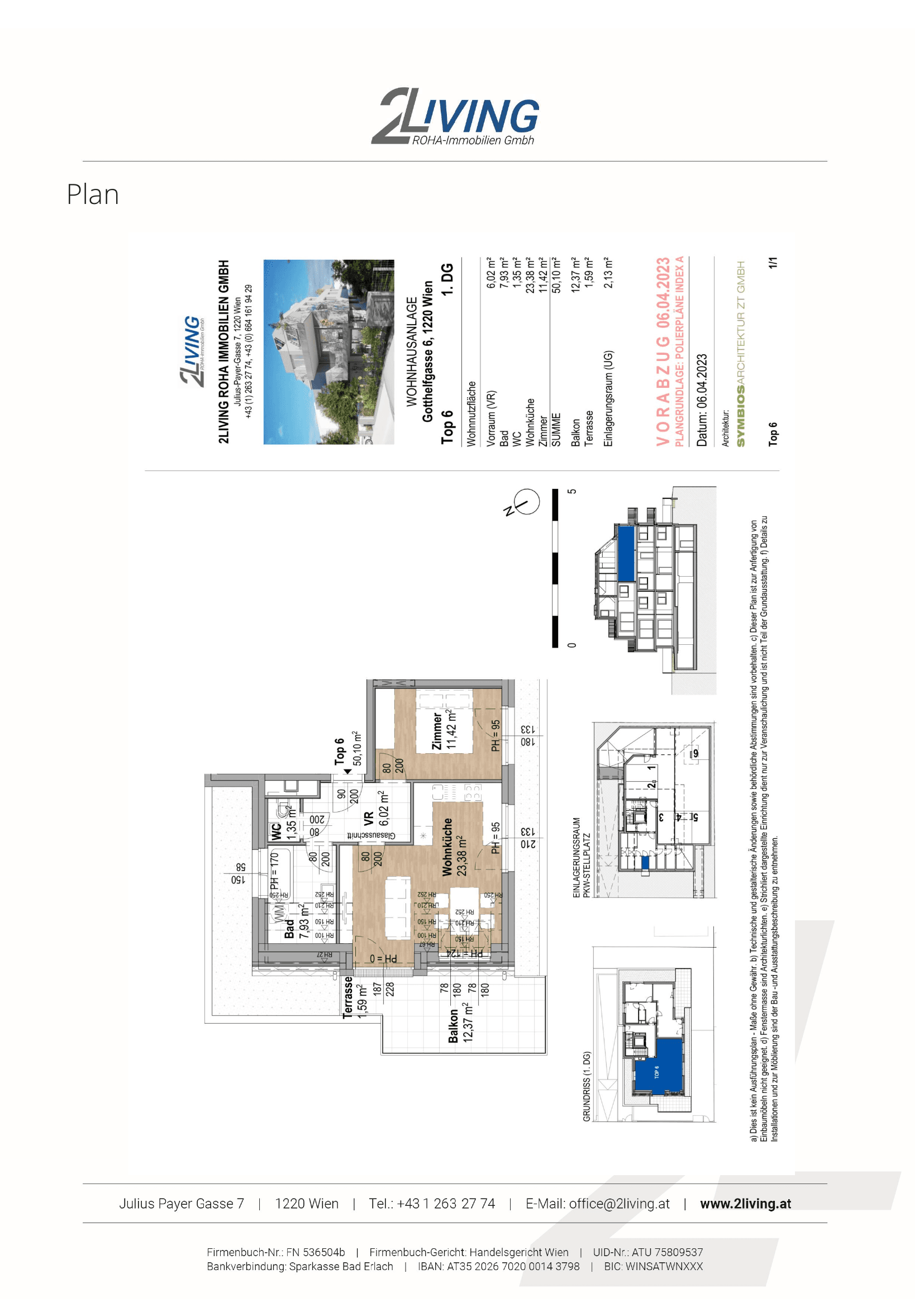 Grundriss TOP 6 — Gotthelf Living — 2 Zimmer — 50,1 m² — 1st attic floor