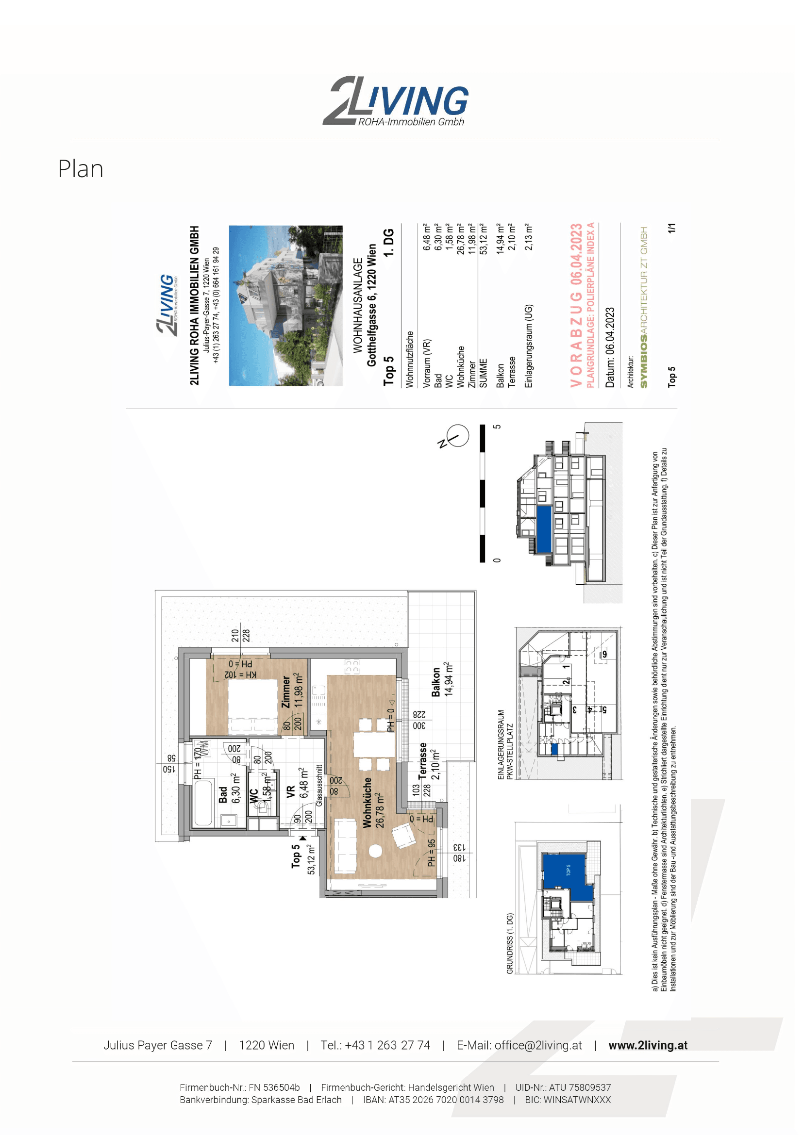 Grundriss TOP 5 — Gotthelf Living — 2 Zimmer — 53,1 m² — 2nd floor