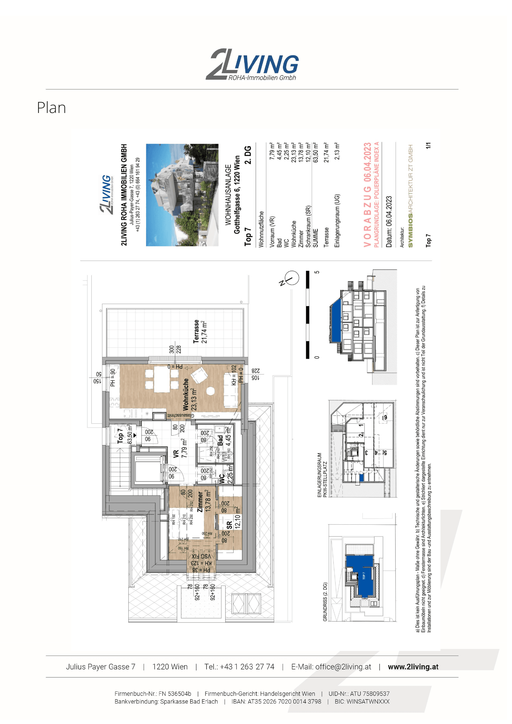 Grundriss TOP 7 — Gotthelf Living — 2 Zimmer — 63,5 m² — 1st attic floor