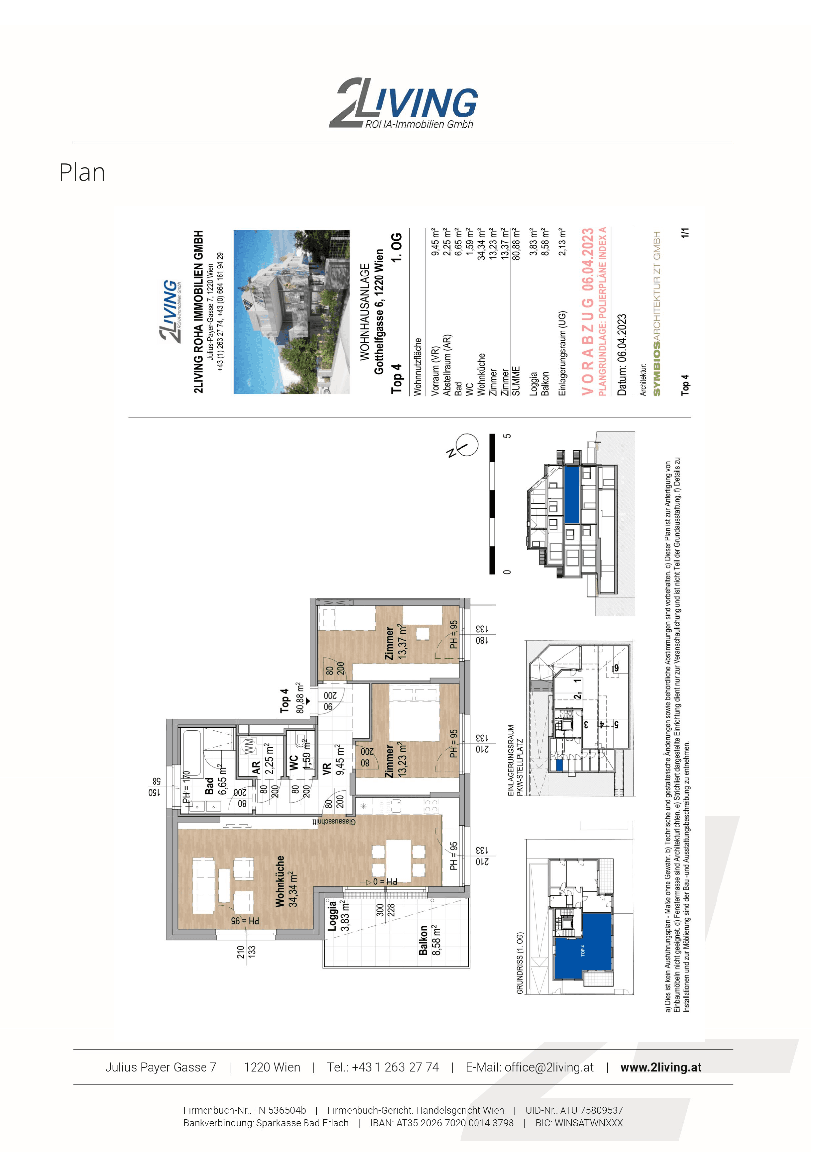 Grundriss TOP 4 — Gotthelf Living — 3 Zimmer — 80,9 m² — 1st floor