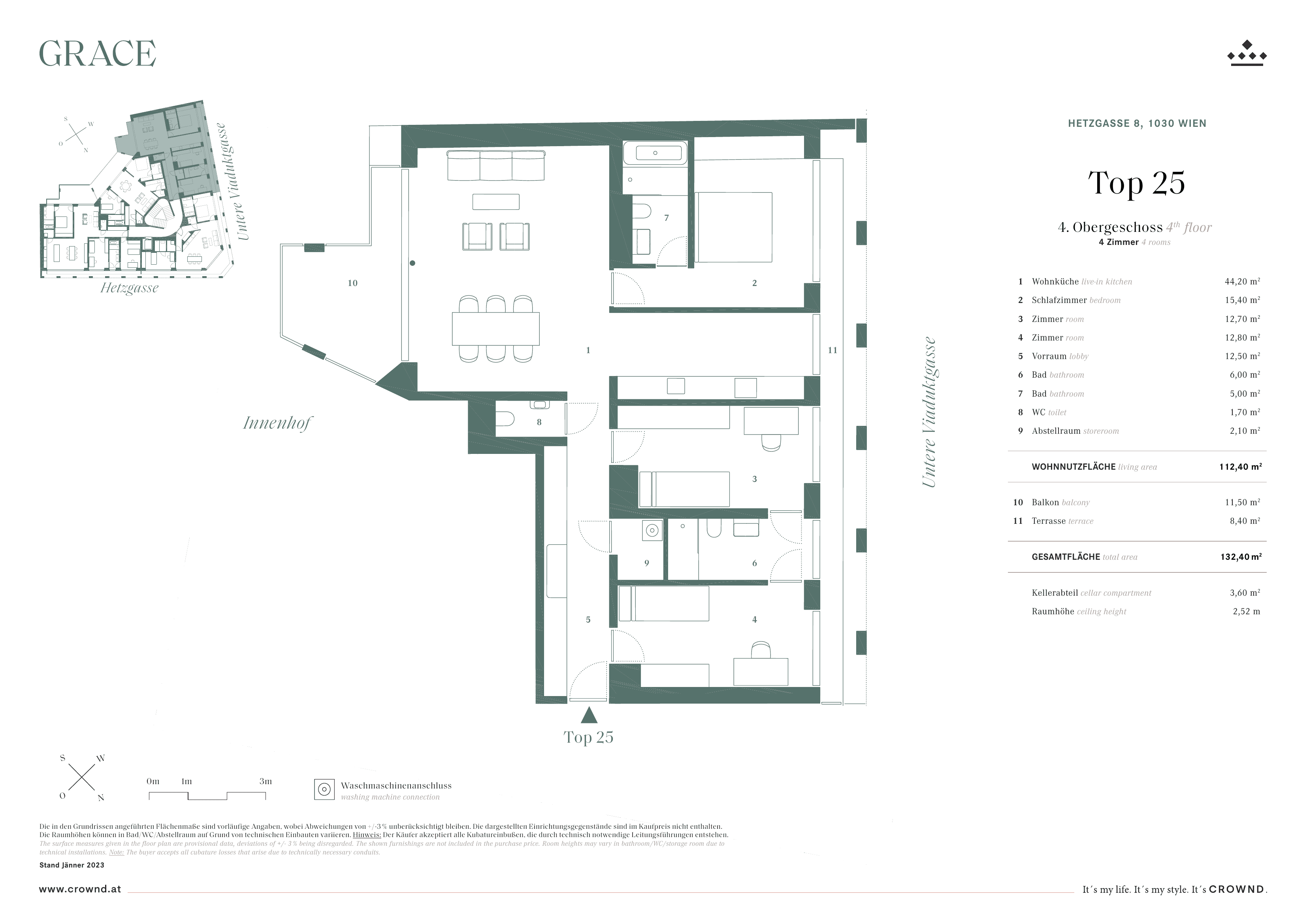 Grundriss Top 25 — Grace — 4 Zimmer — 112,4 m² — 4th floor