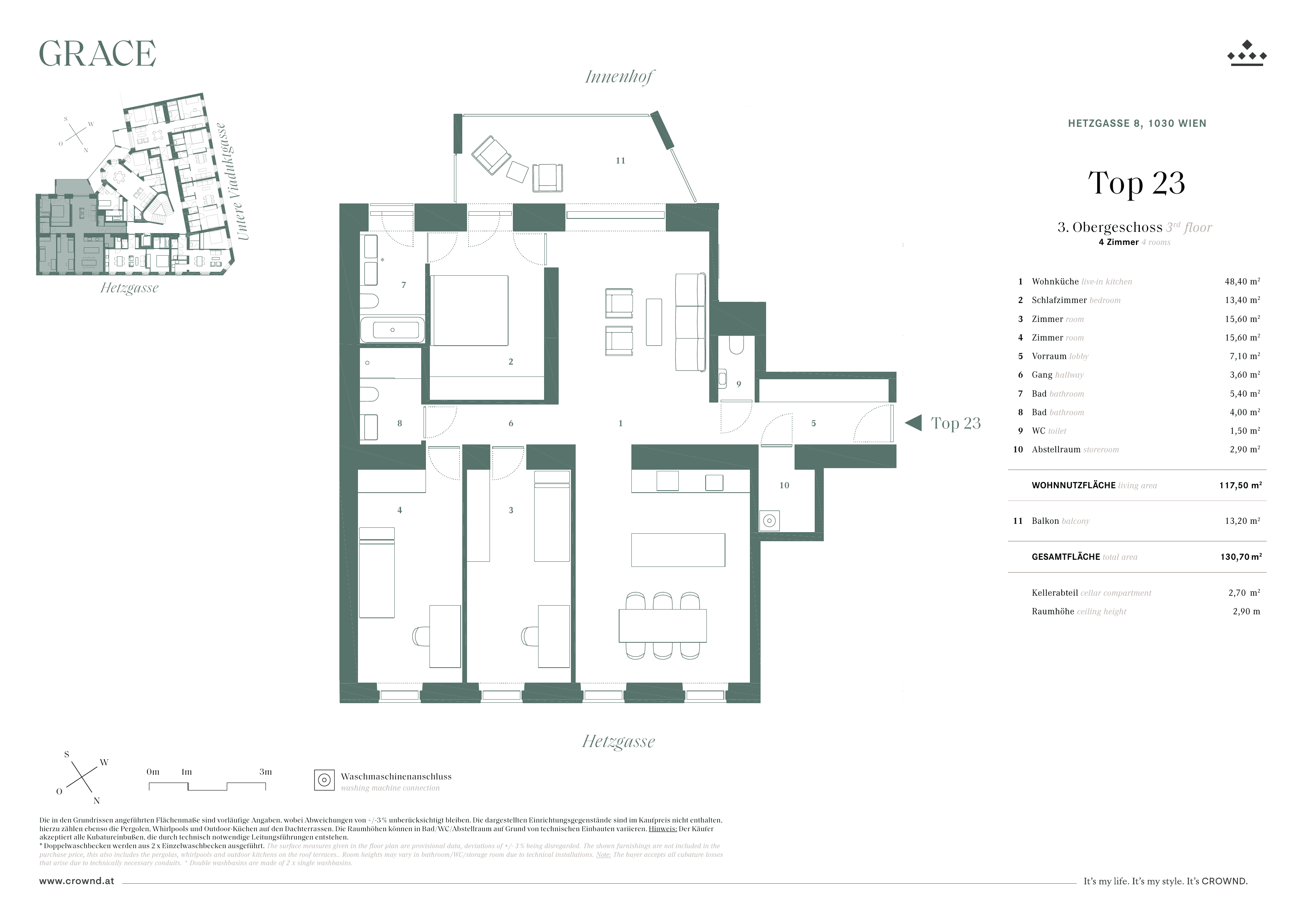 Grundriss Top 23 — Grace — 4 Zimmer — 117,9 m² — Attic floor