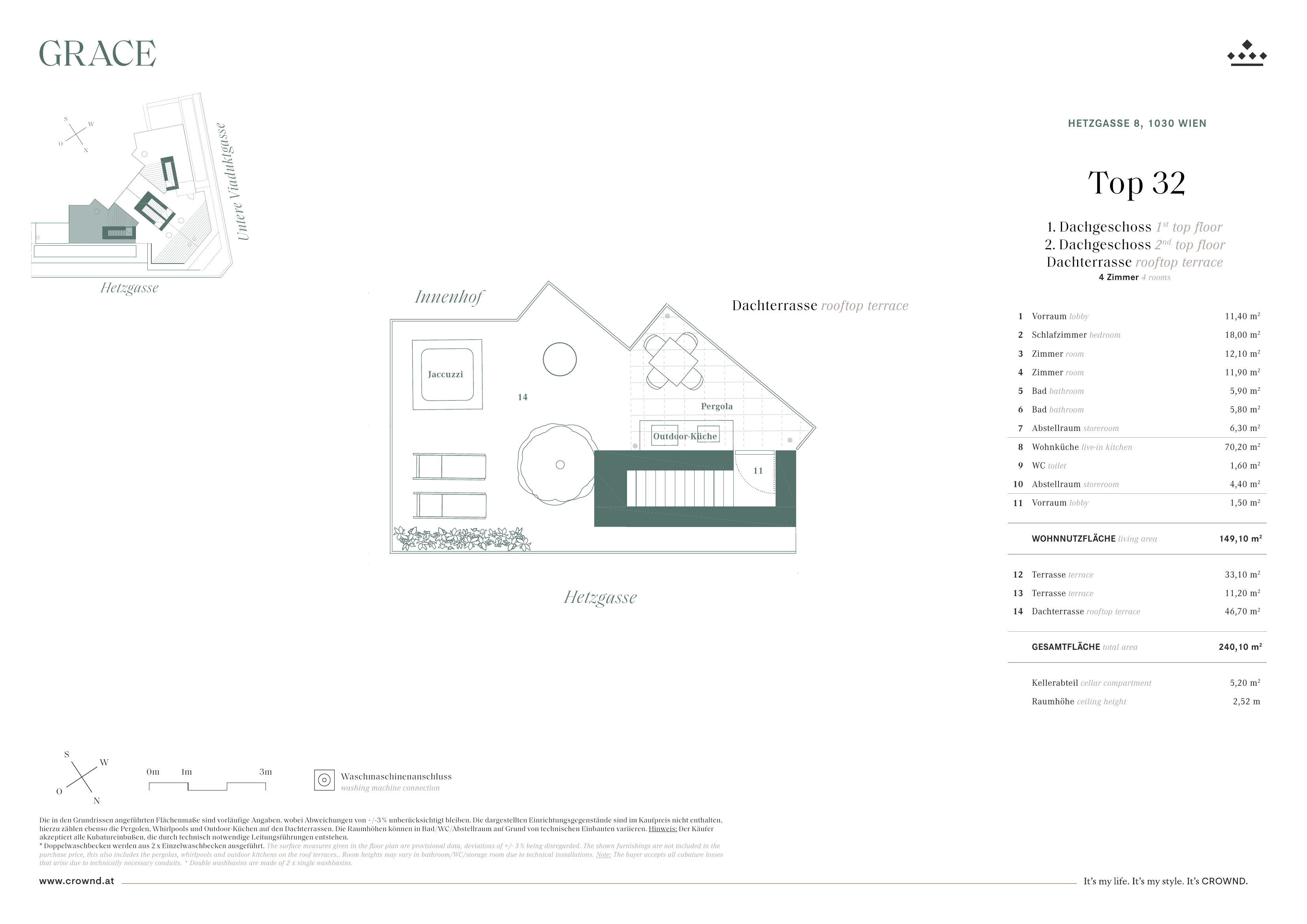 Grundriss Top 32 — Grace — 4 Zimmer — 147,6 m² — 1st attic floor / 2nd attic floor — Grundriss 3/3