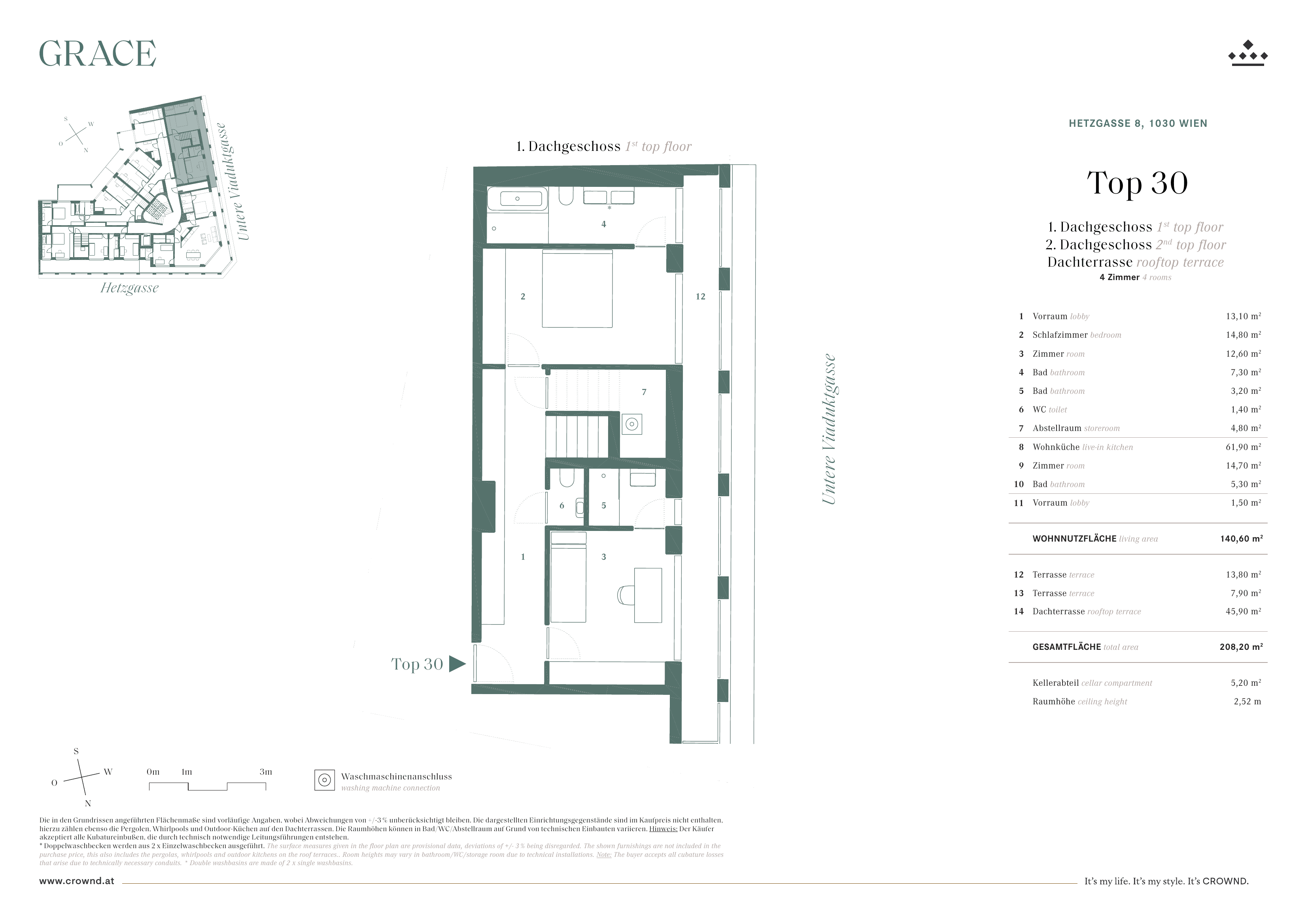 Grundriss Top 30 — Grace — 4 Zimmer — 138,9 m² — 1st attic floor / 2nd attic floor — Grundriss 1/3