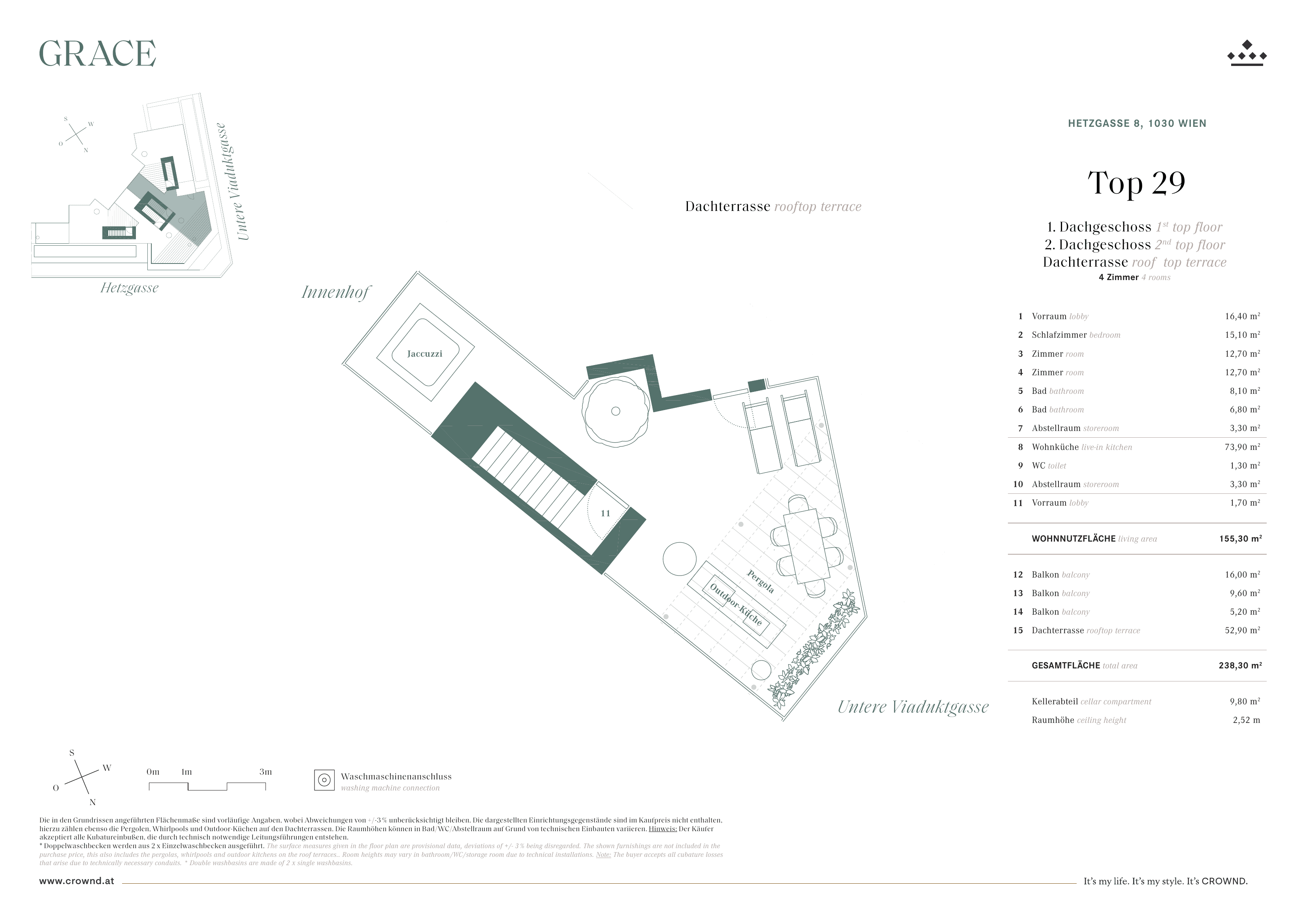 Grundriss Top 29 — Grace — 4 Zimmer — 152,9 m² — 1st attic floor / 2nd attic floor — Grundriss 3/3