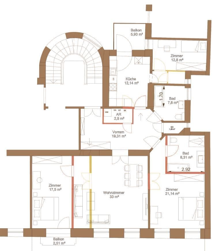 Grundriss 1/8s — Grand Park Residence — 4 Zimmer — 134,2 m² — 2nd floor — Grundriss 2/18
