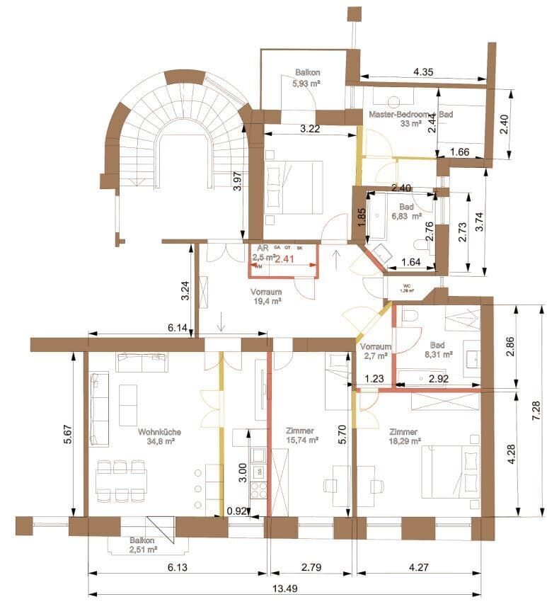 Grundriss 1/8s — Grand Park Residence — 4 Zimmer — 134,2 m² — 2nd floor — Grundriss 1/18