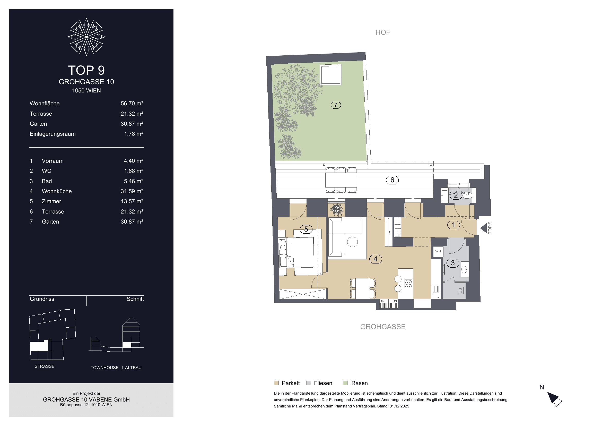 Grundriss Top 9 — Grohgasse 10 — 2 Zimmer — 56,7 m²