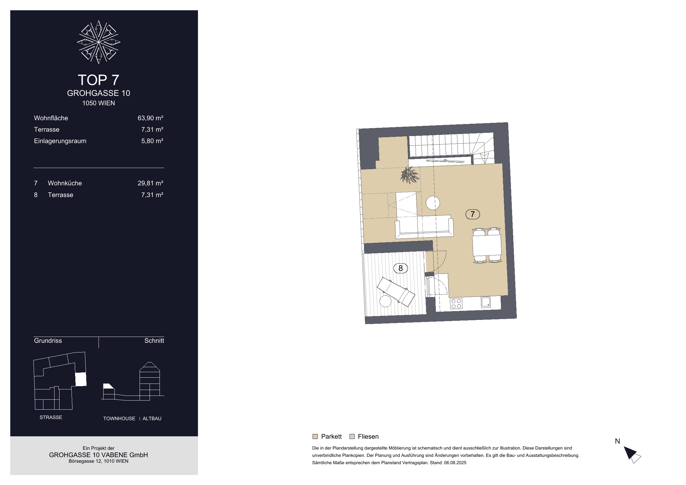 Grundriss Top 7 — Grohgasse 10 — 2 Zimmer — 63,9 m² — Grundriss 2/2