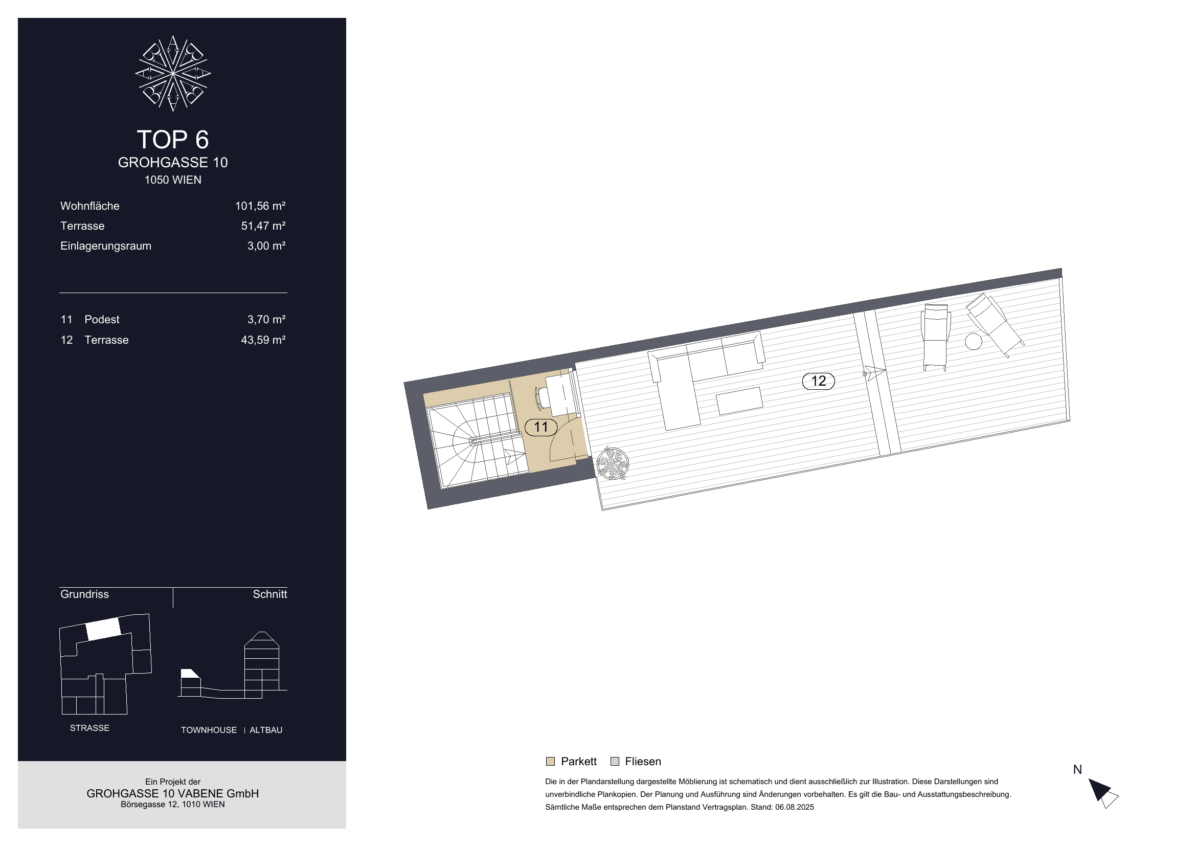 Grundriss Top 6 — Grohgasse 10 — 3 Zimmer — 101,6 m² — Grundriss 3/3