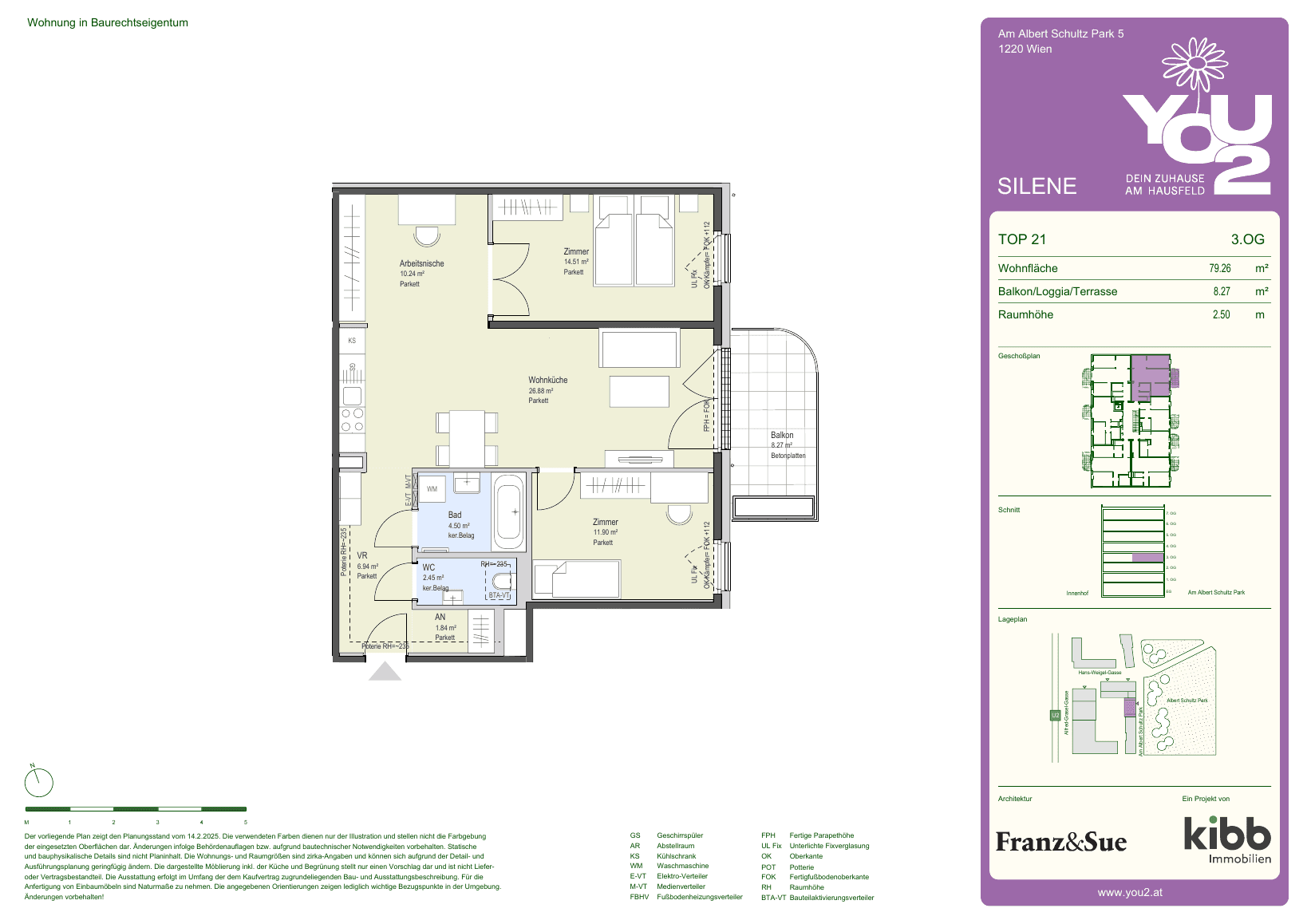 Grundriss Silene 5 Top 21 — YOU2 - Dein Zuhause am Hausfeld — 3 Zimmer — 79,3 m² — 3rd floor — east