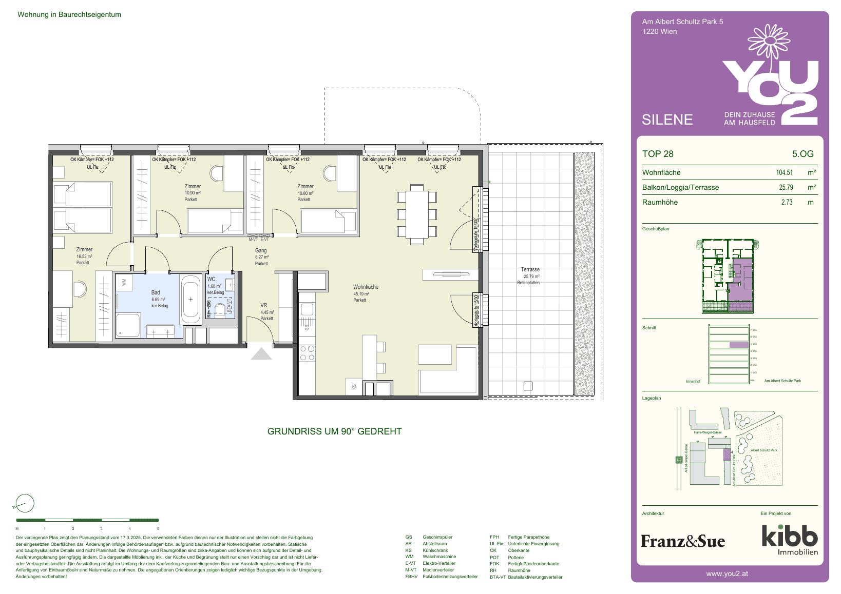 Grundriss Silene 5 Top 28 — YOU2 - Dein Zuhause am Hausfeld — 4 Zimmer — 104,5 m² — 5th floor — south