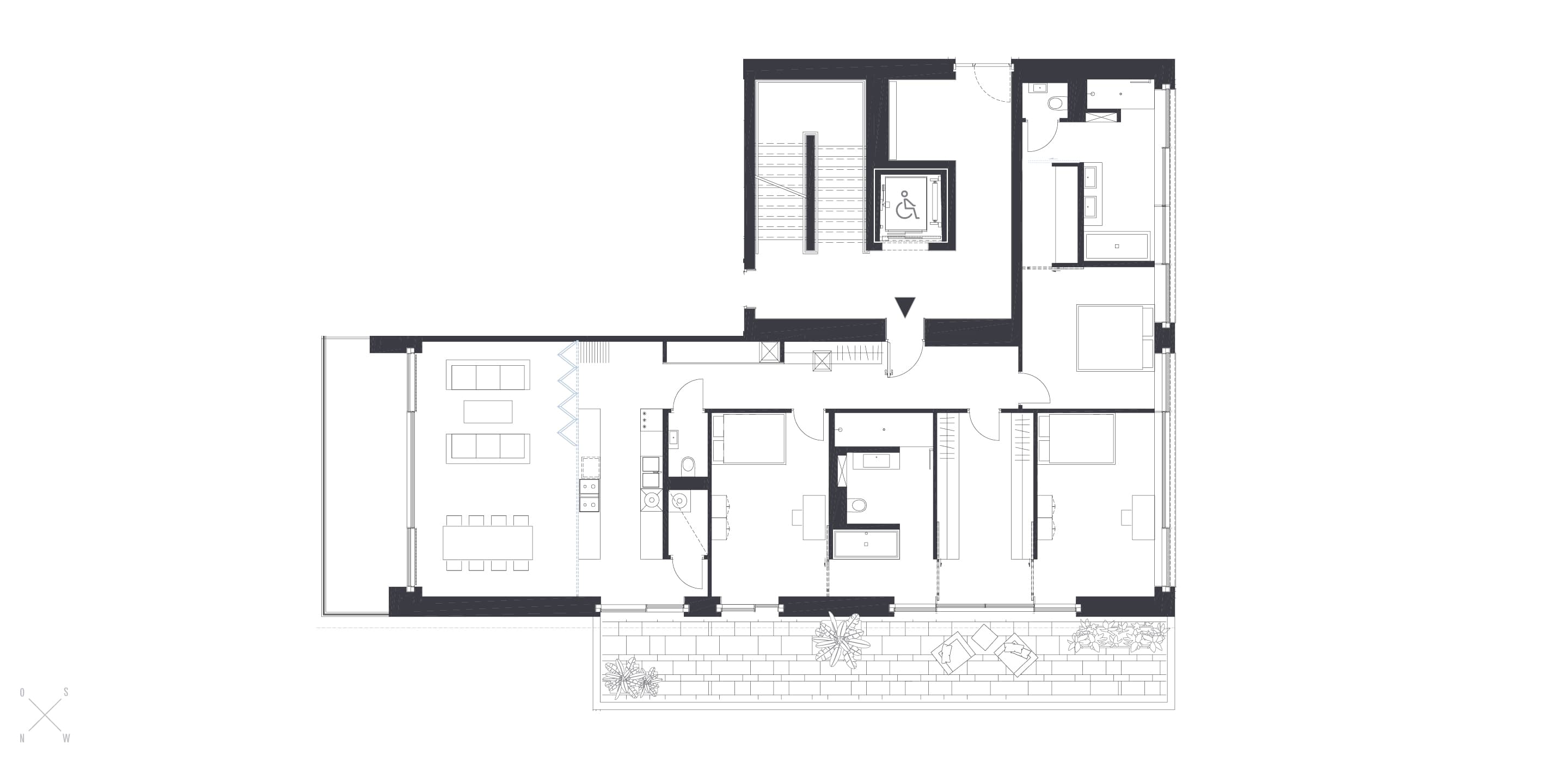 Grundriss Top 2.1 — CROWND by Chipperfield — 4 Zimmer — 154,7 m² — Ground floor — Grundriss 2/2