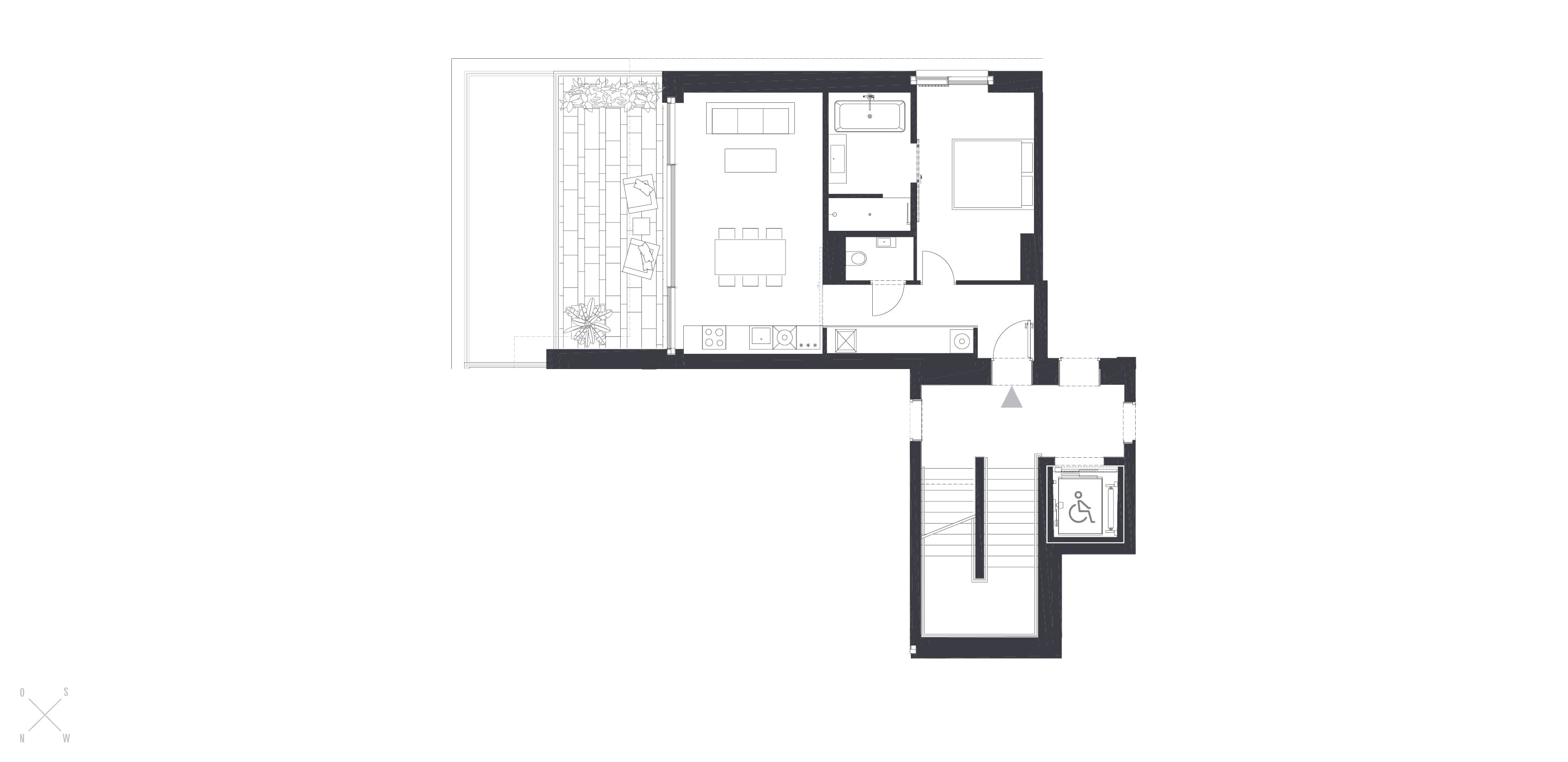Grundriss Top 7.3 — CROWND by Chipperfield — 2 Zimmer — 57,5 m² — 3rd floor — Grundriss 2/2