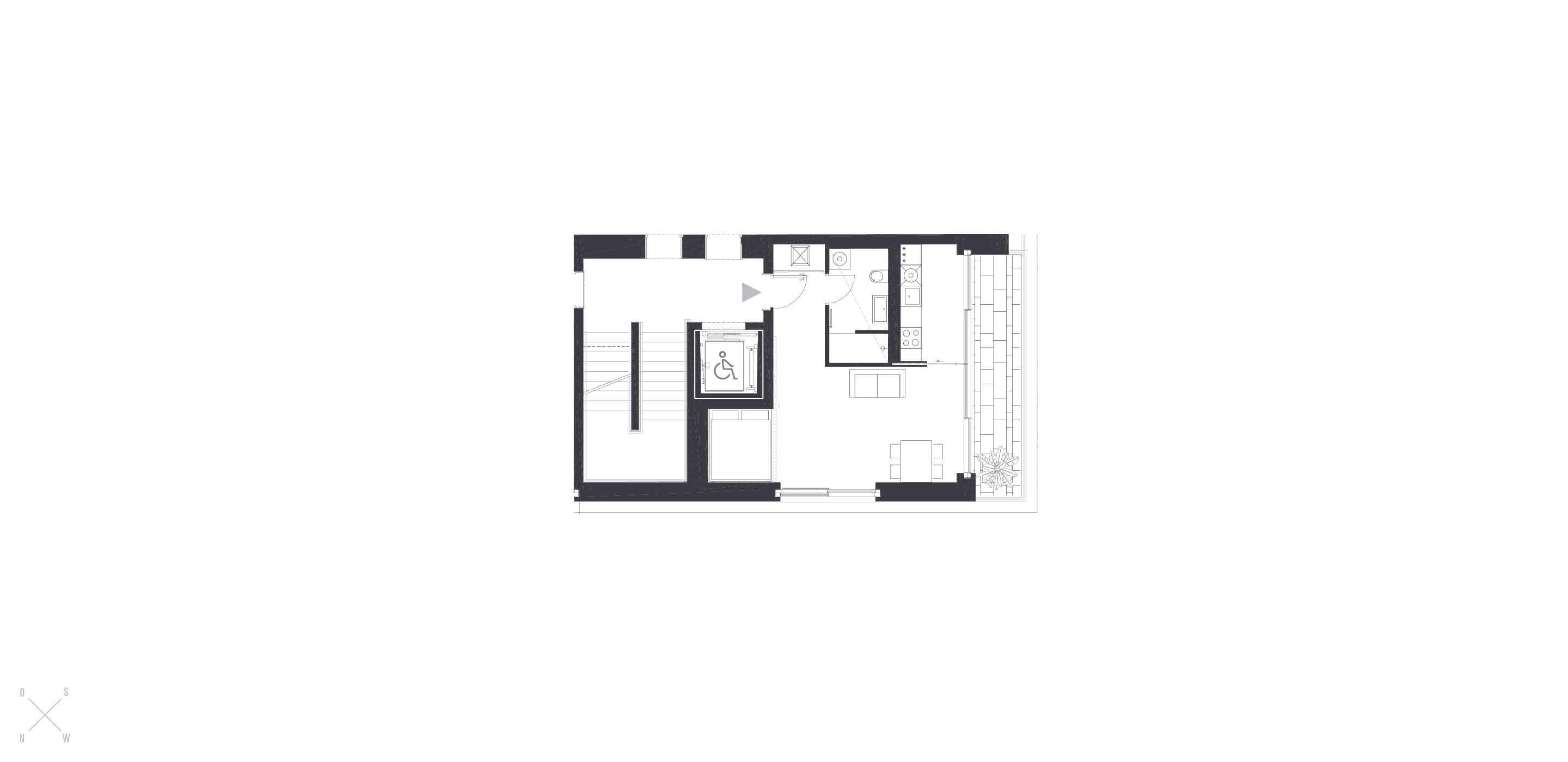 Grundriss Top 5.3 — CROWND by Chipperfield — 1 Zimmer — 39,4 m² — 1st floor — Grundriss 2/2