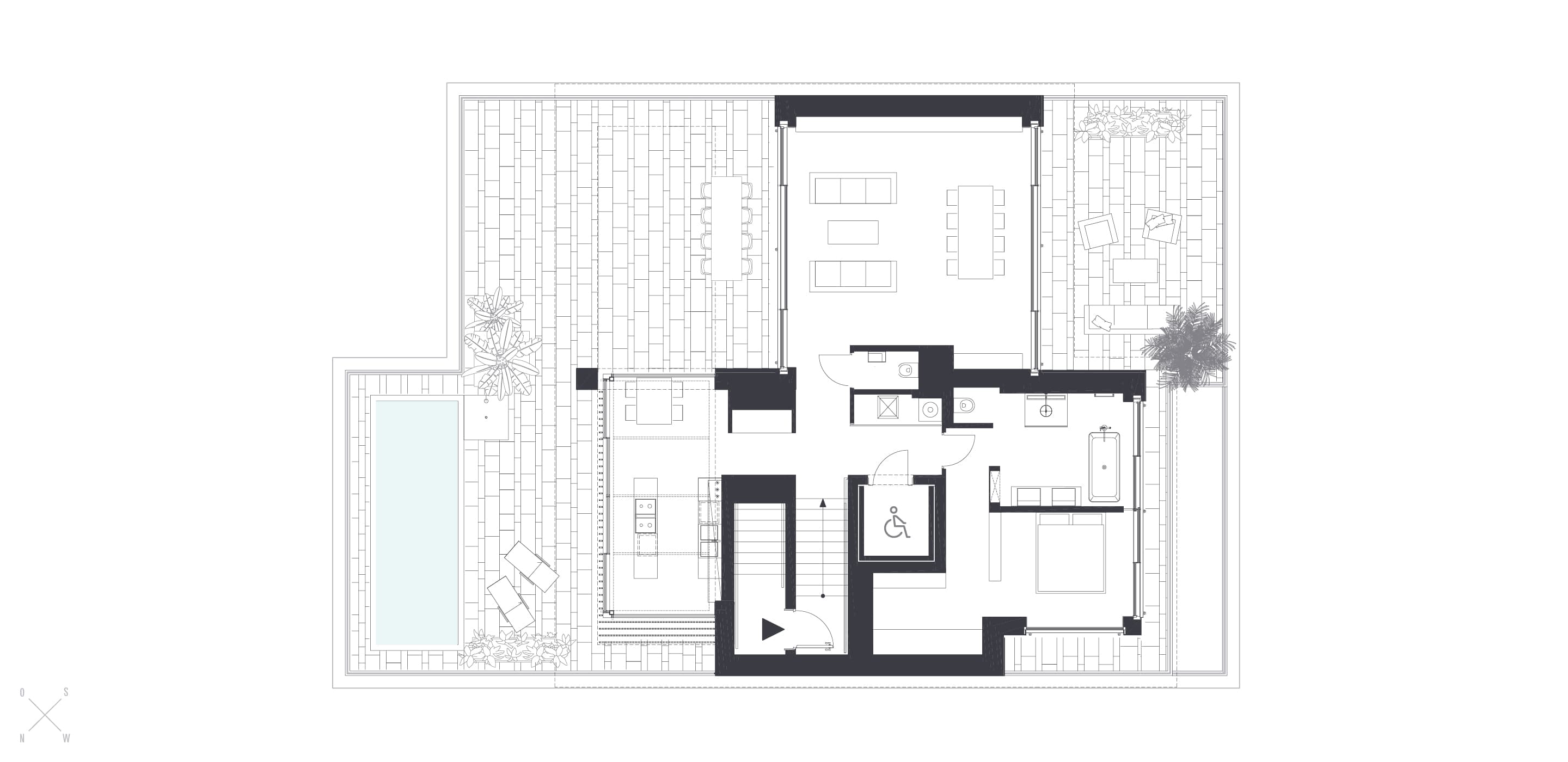 Grundriss Top 9.3 — CROWND by Chipperfield — 2 Zimmer — 109 m² — Attic floor — Grundriss 2/2