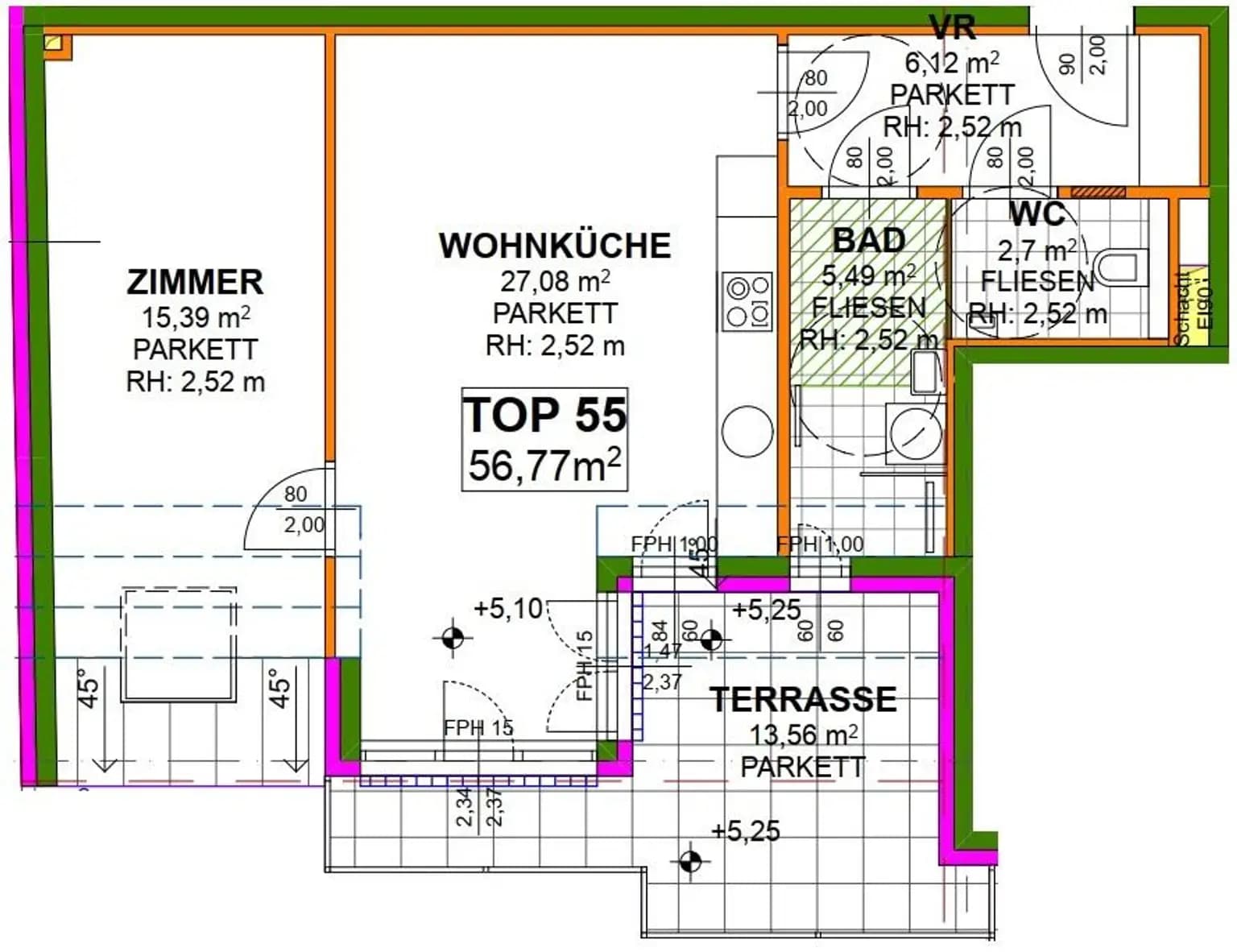 Grundriss Top 55 — Hauffgasse 29