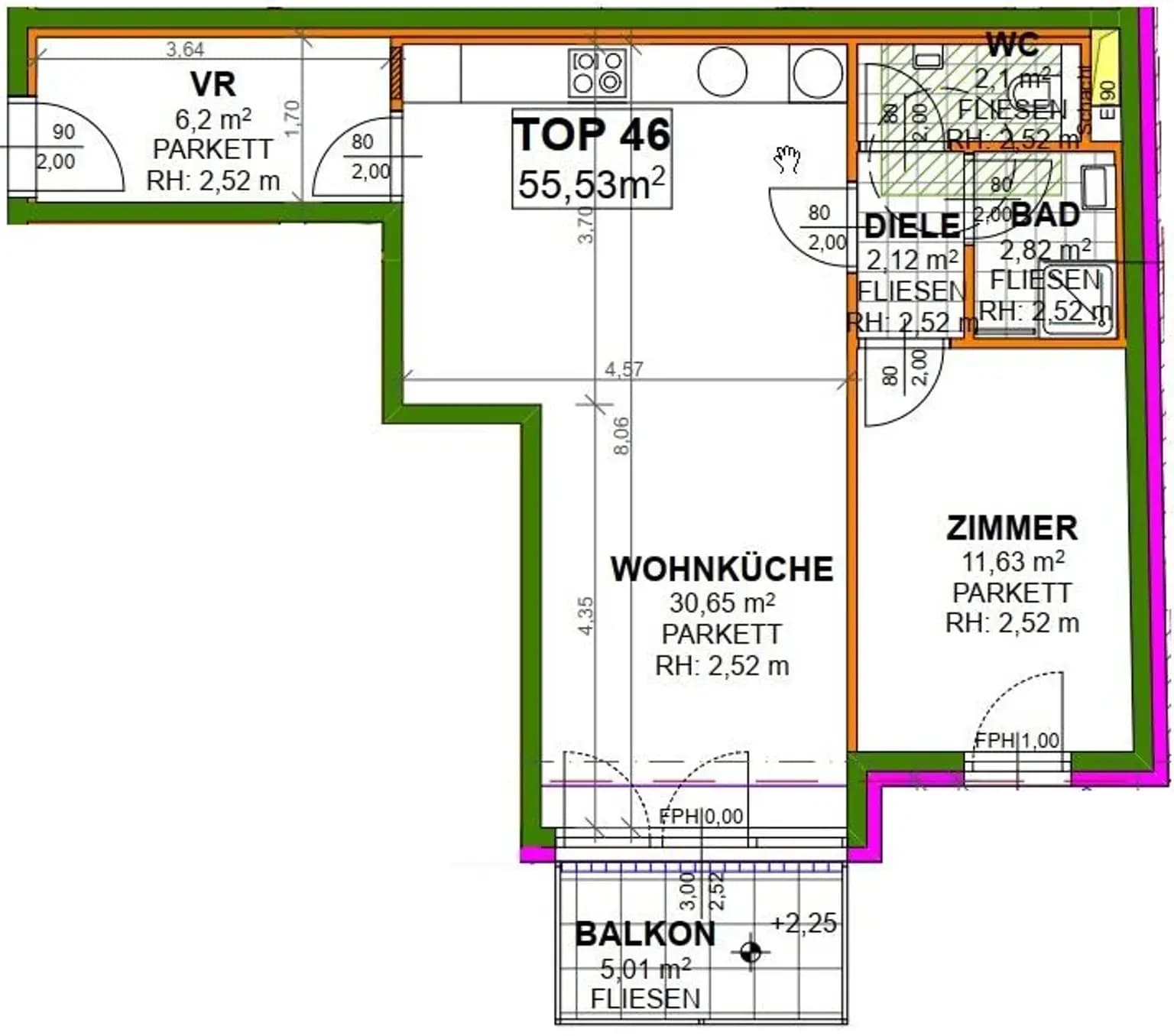 Grundriss Top 46 — Hauffgasse 29