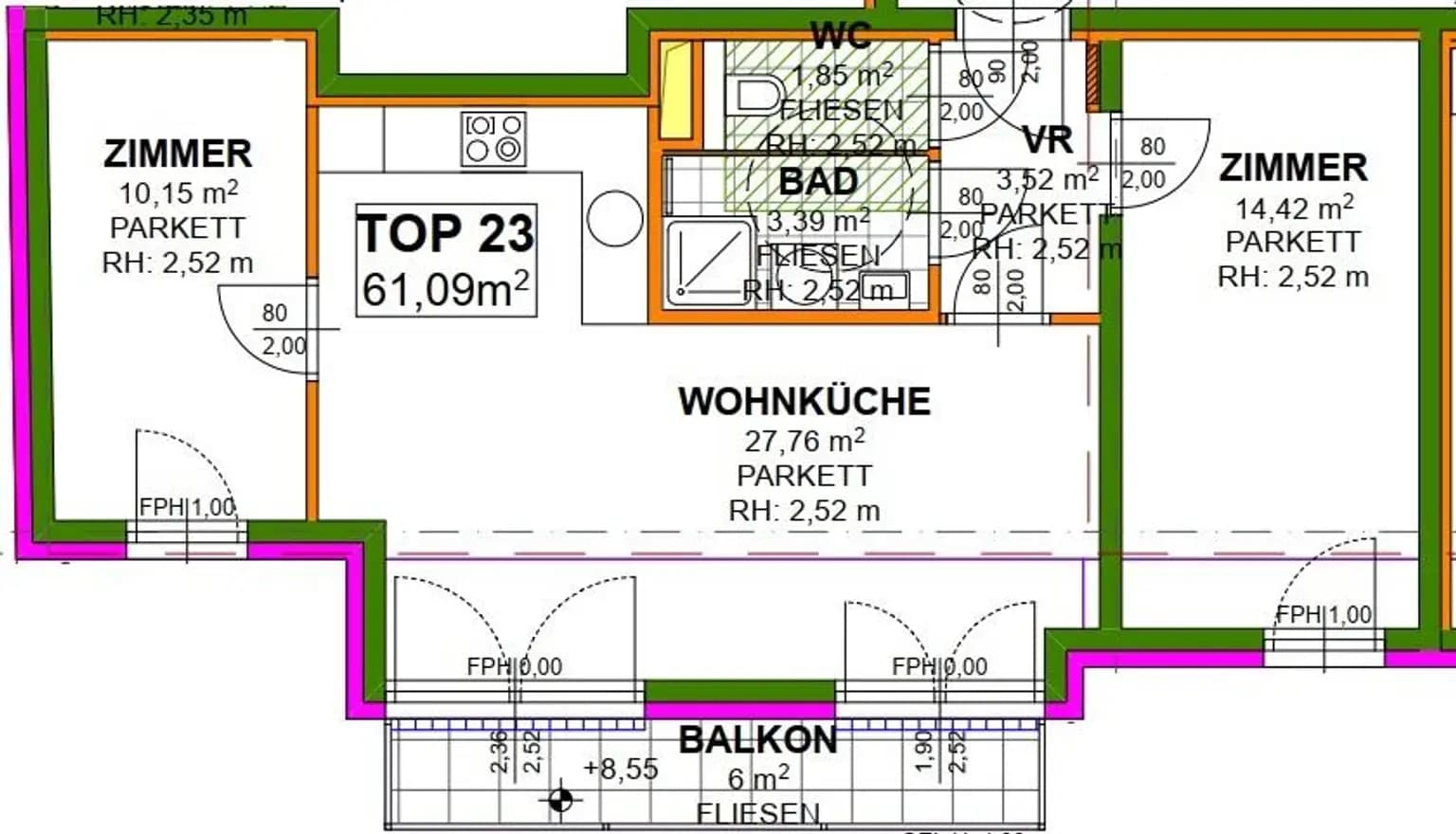 Grundriss Top 23 — Hauffgasse 29