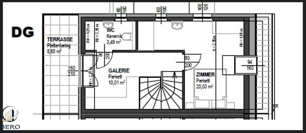 Grundriss Top 1 — Hausfeldstraße 159 — 4 Zimmer — 122,2 m² — Ground floor / Upper floor / Attic floor — Begrüßen Sie Ihre neue Doppelhaus-Hälfte am Wiener Stadtrand des 22.Bezirks gelegen, sofort bezugsbereit!, Ziegelmassiv Bauweise — Grundriss 3/3